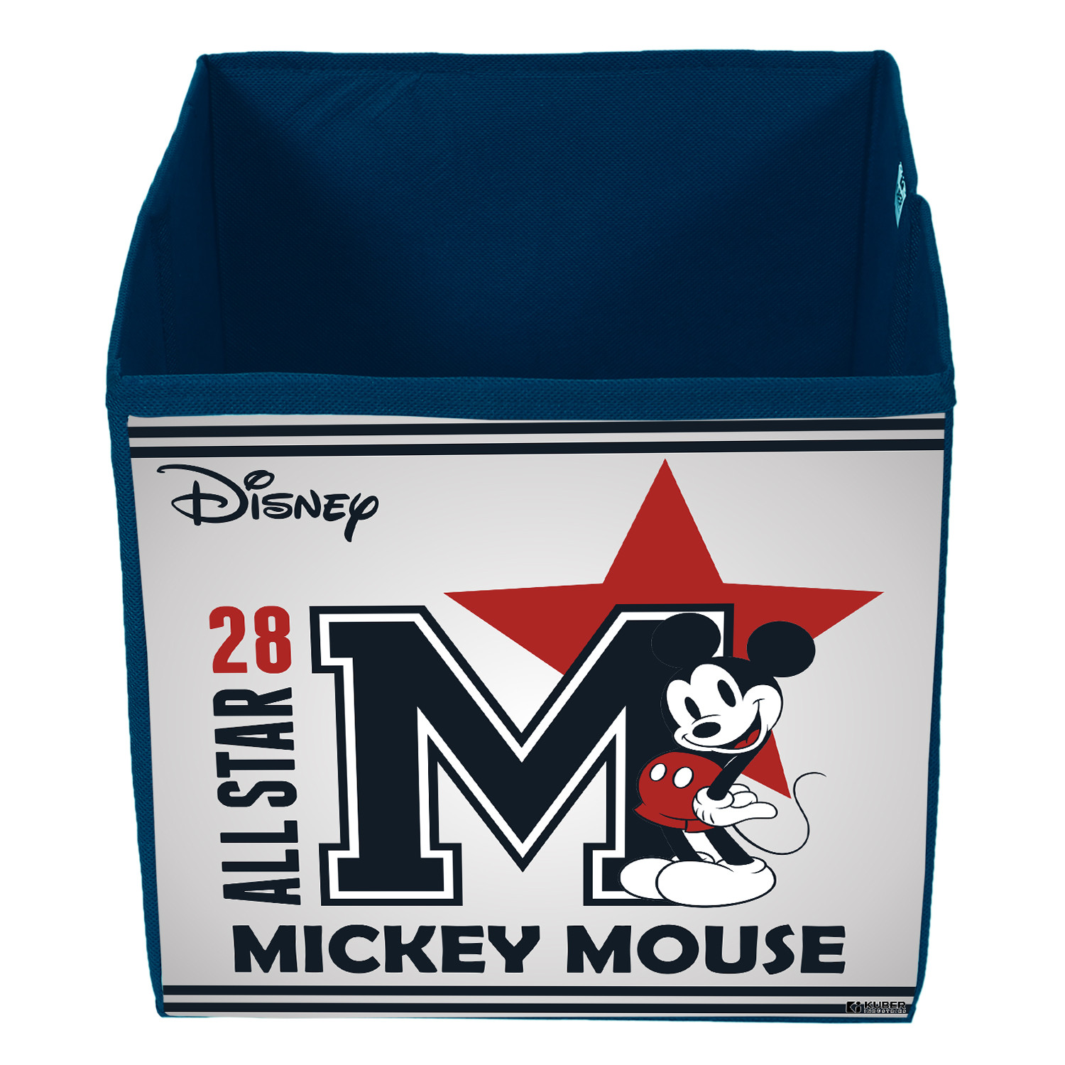 Kuber Industries Disney Star Mickey Print Durable & Collapsible Square Storage Box|Clothes Organizer With Handle,.(Navy Blue)