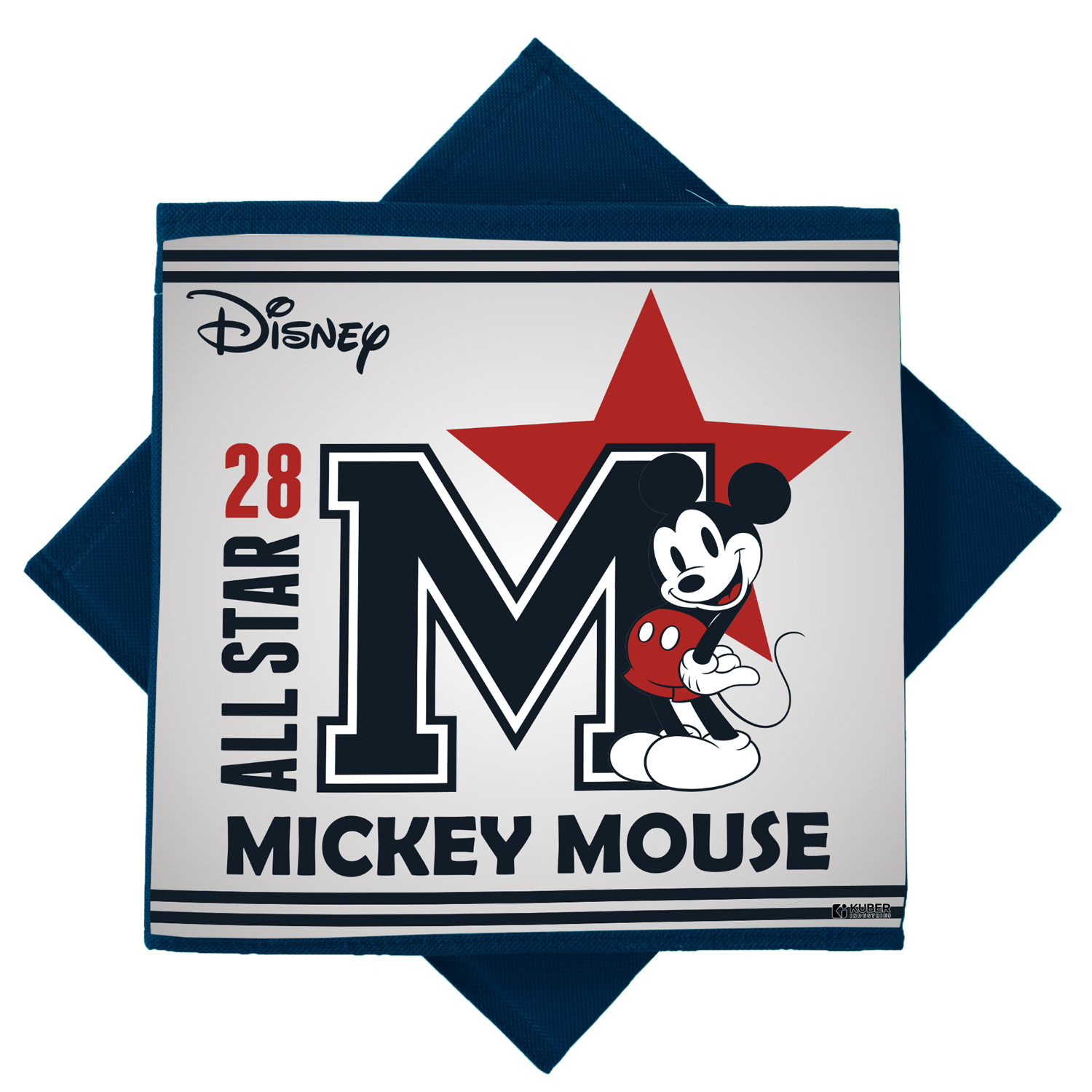 Kuber Industries Disney Star Mickey Print Durable & Collapsible Square Storage Box|Clothes Organizer With Handle,.(Navy Blue)