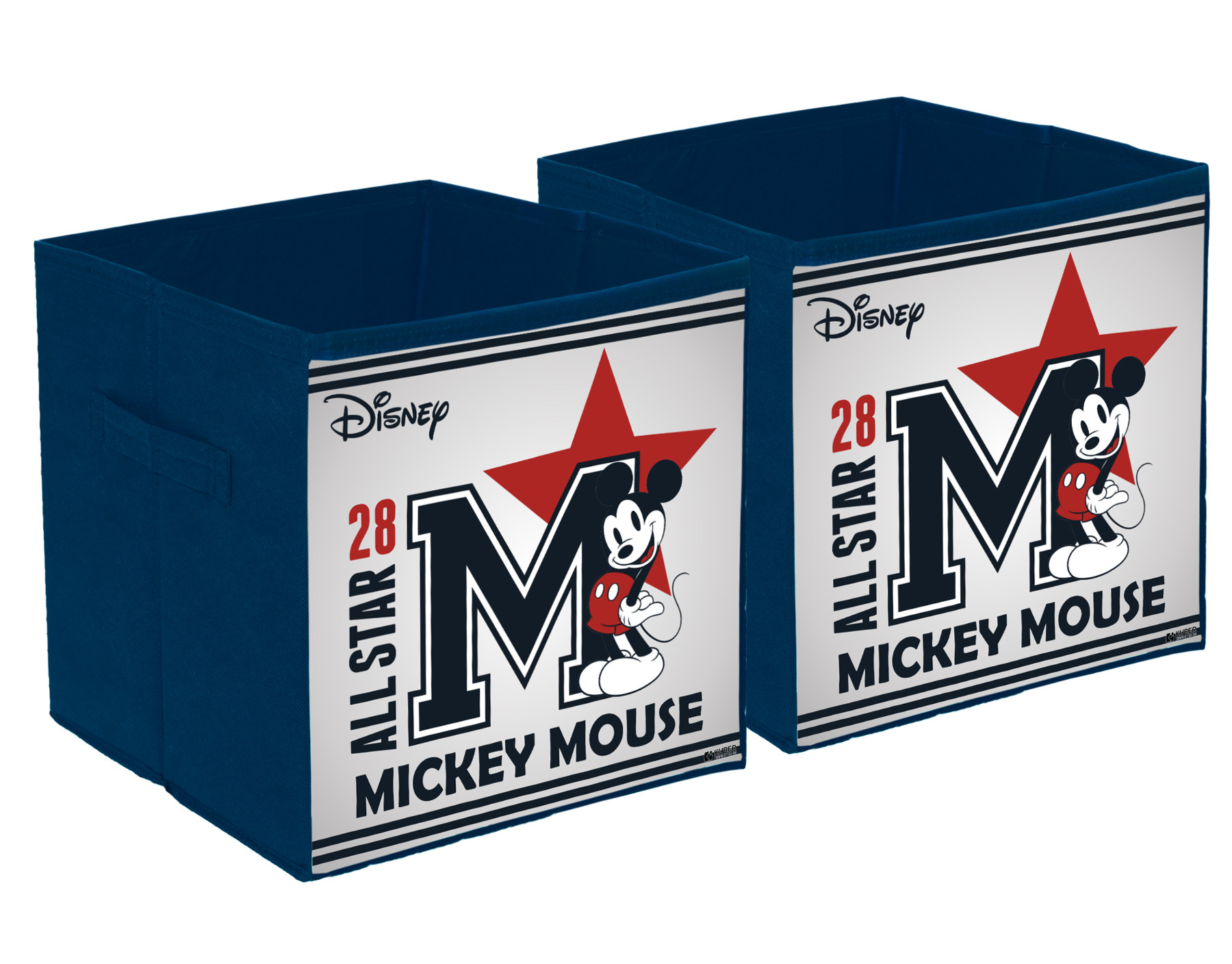 Kuber Industries Disney Star Mickey Print Durable & Collapsible Square Storage Box|Clothes Organizer With Handle,.(Navy Blue)