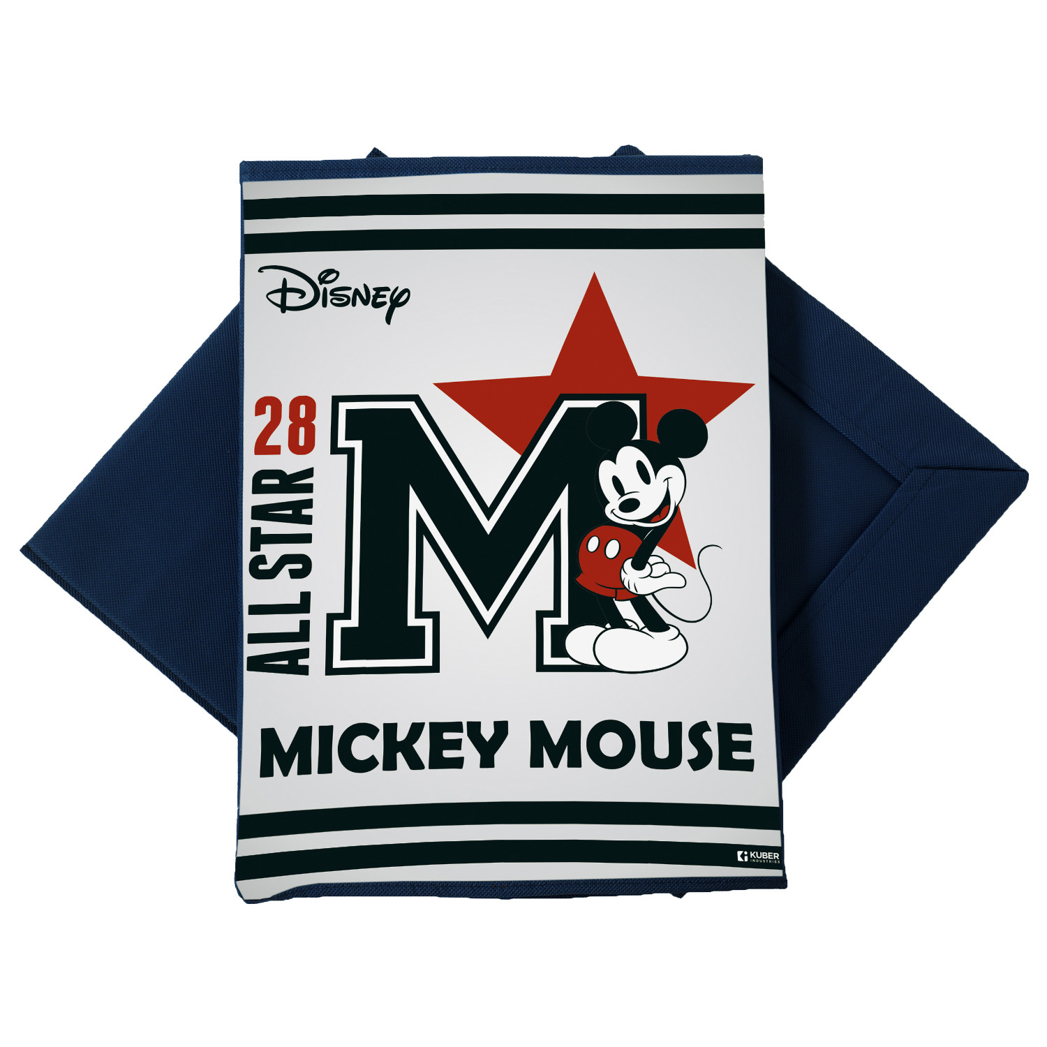Kuber Industries Disney Star Mickey Print Foldable Laundry Basket|Clothes Storage Basket With Handle & Lid,60 Ltr.(Navy Blue)