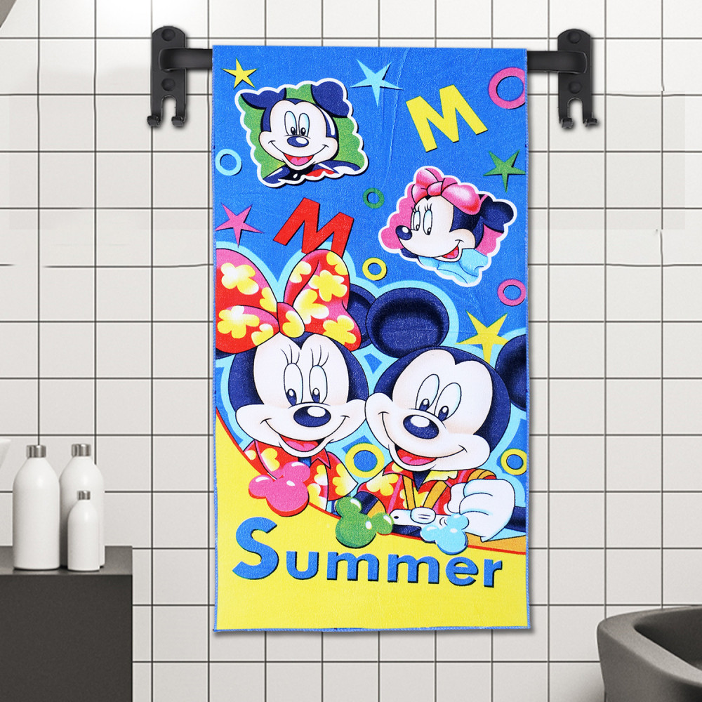 Kuber Industries Disney Summer Mickey Kids Bath Towel|Soft Cotton Towel For Kids|Sides Stitched Baby Towel|400 GSM Toddler Bath Towel|24x48 Inch (Multi)