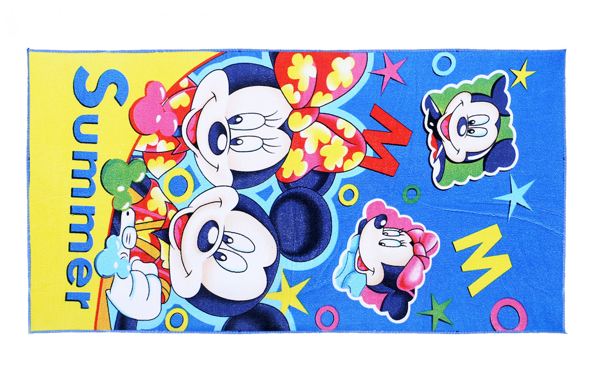 Kuber Industries Disney Summer Mickey Kids Bath Towel|Soft Cotton Towel For Kids|Sides Stitched Baby Towel|400 GSM Toddler Bath Towel|24x48 Inch (Multi)