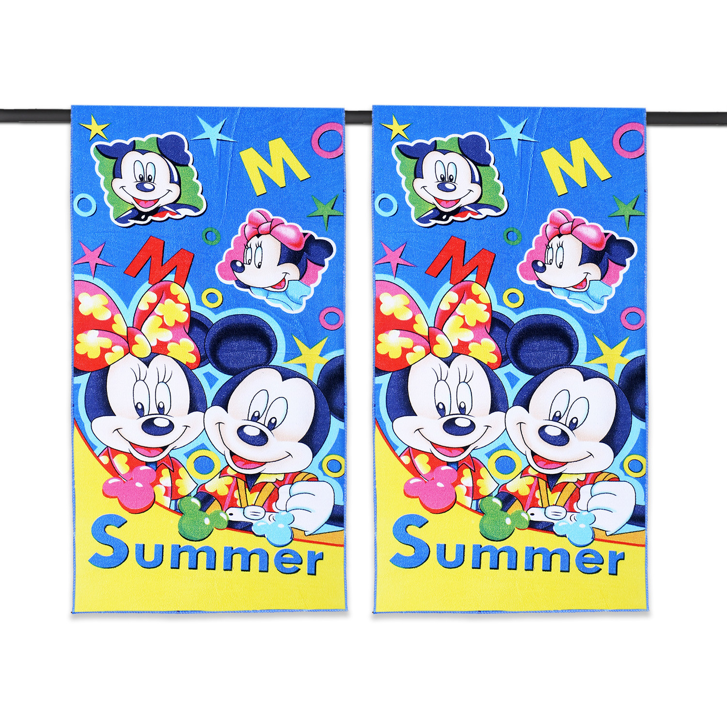 Kuber Industries Disney Summer Mickey Kids Bath Towel|Soft Cotton Towel For Kids|Sides Stitched Baby Towel|400 GSM Toddler Bath Towel|24x48 Inch (Multi)