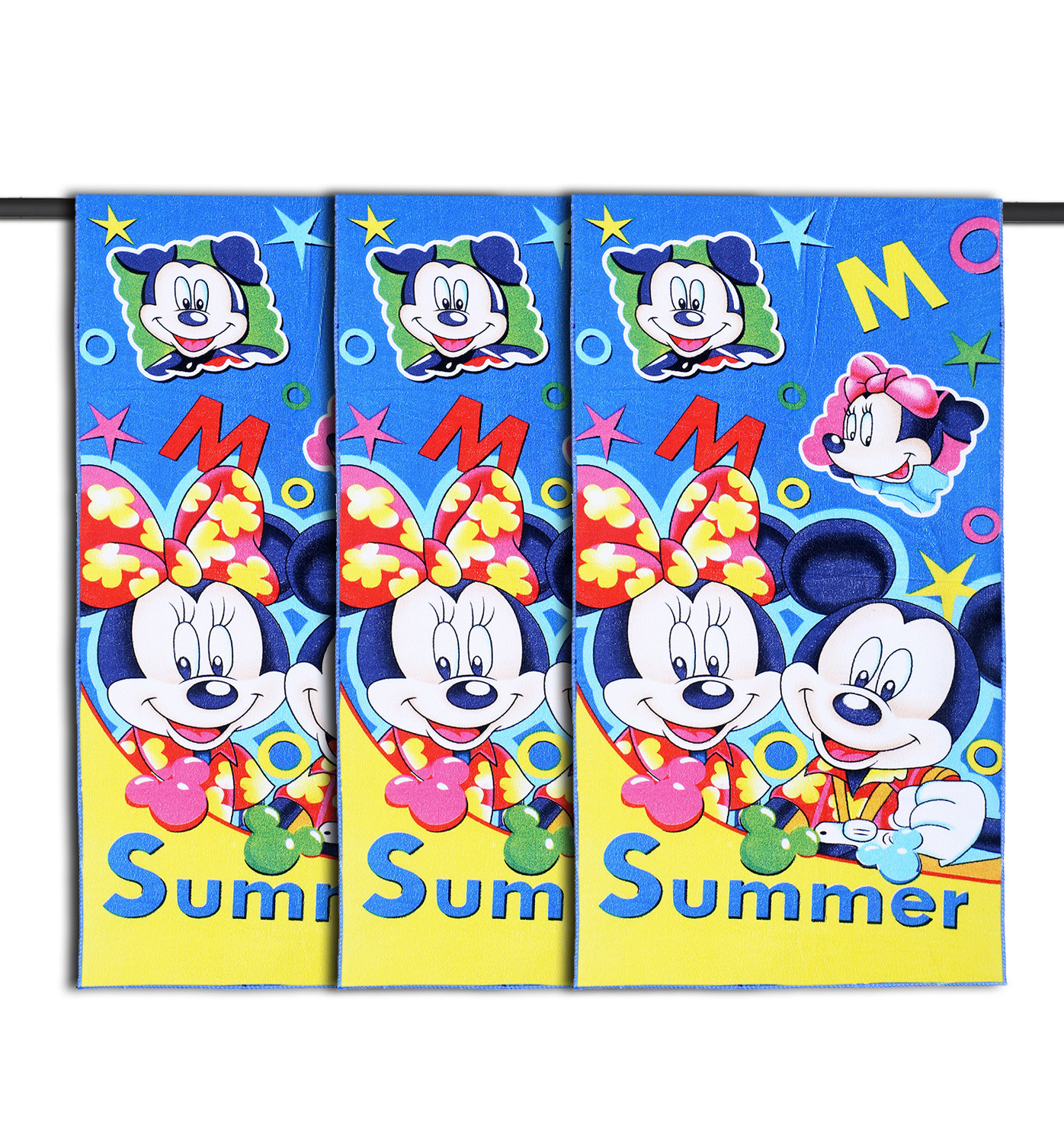 Kuber Industries Disney Summer Mickey Kids Bath Towel|Soft Cotton Towel For Kids|Sides Stitched Baby Towel|400 GSM Toddler Bath Towel|24x48 Inch (Multi)