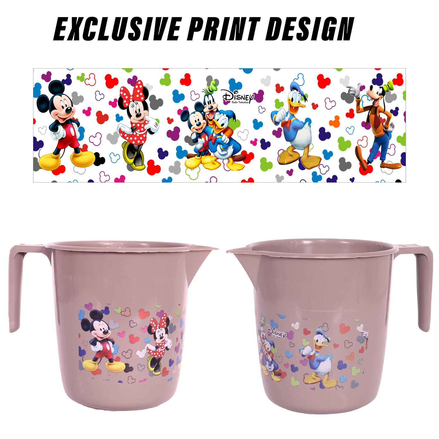 Kuber Industries Disney Team Bathroom Mug  Plastic Bath Mug for Bathroom  Mug for Bathroom  Mug for Toilet  Washroom Jug  111 Bath Mug  1 LTR  Pack of 2  Brown