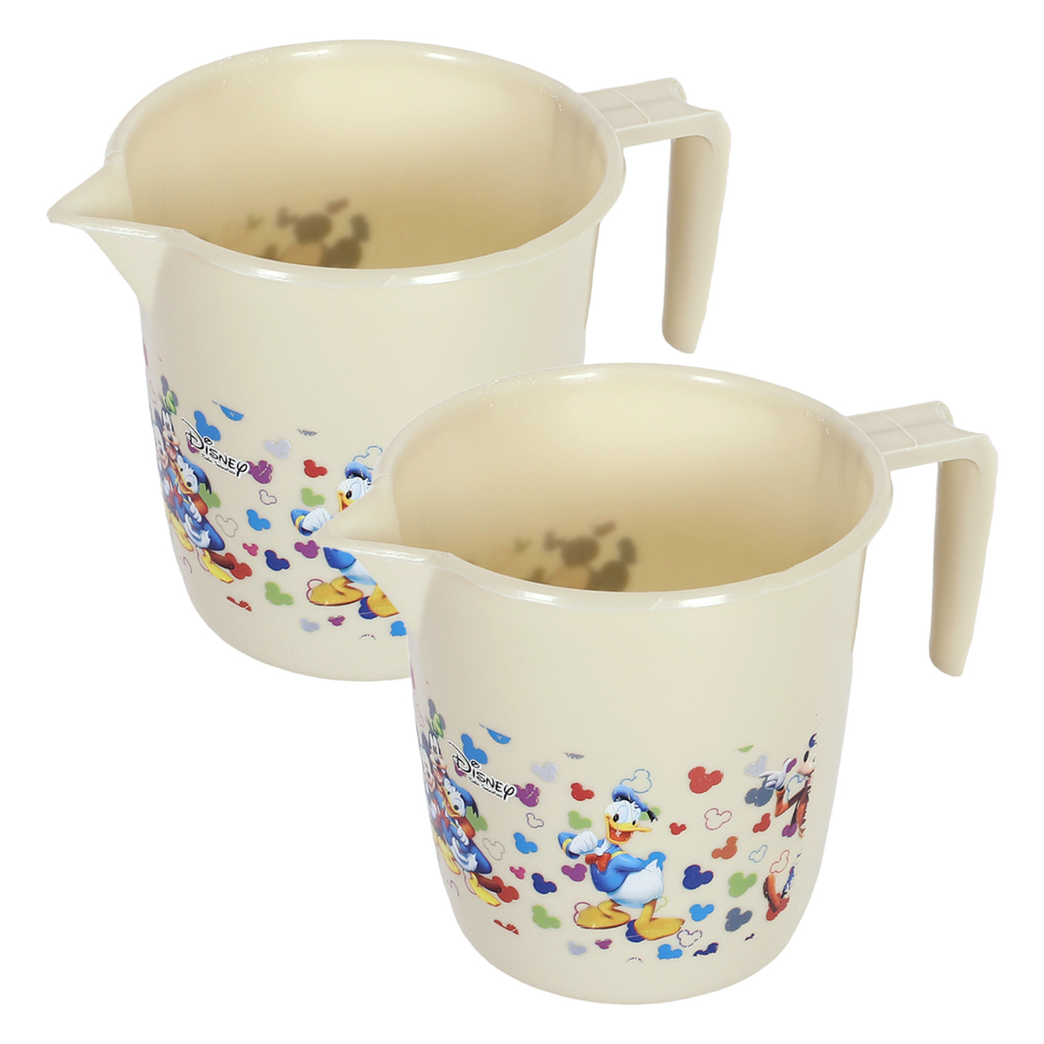 Kuber Industries Disney Team Bathroom Mug | Plastic Bath Mug for Bathroom | Mug for Bathroom | Mug for Toilet | Washroom Jug | 111 Bath Mug | 1 LTR |Beige