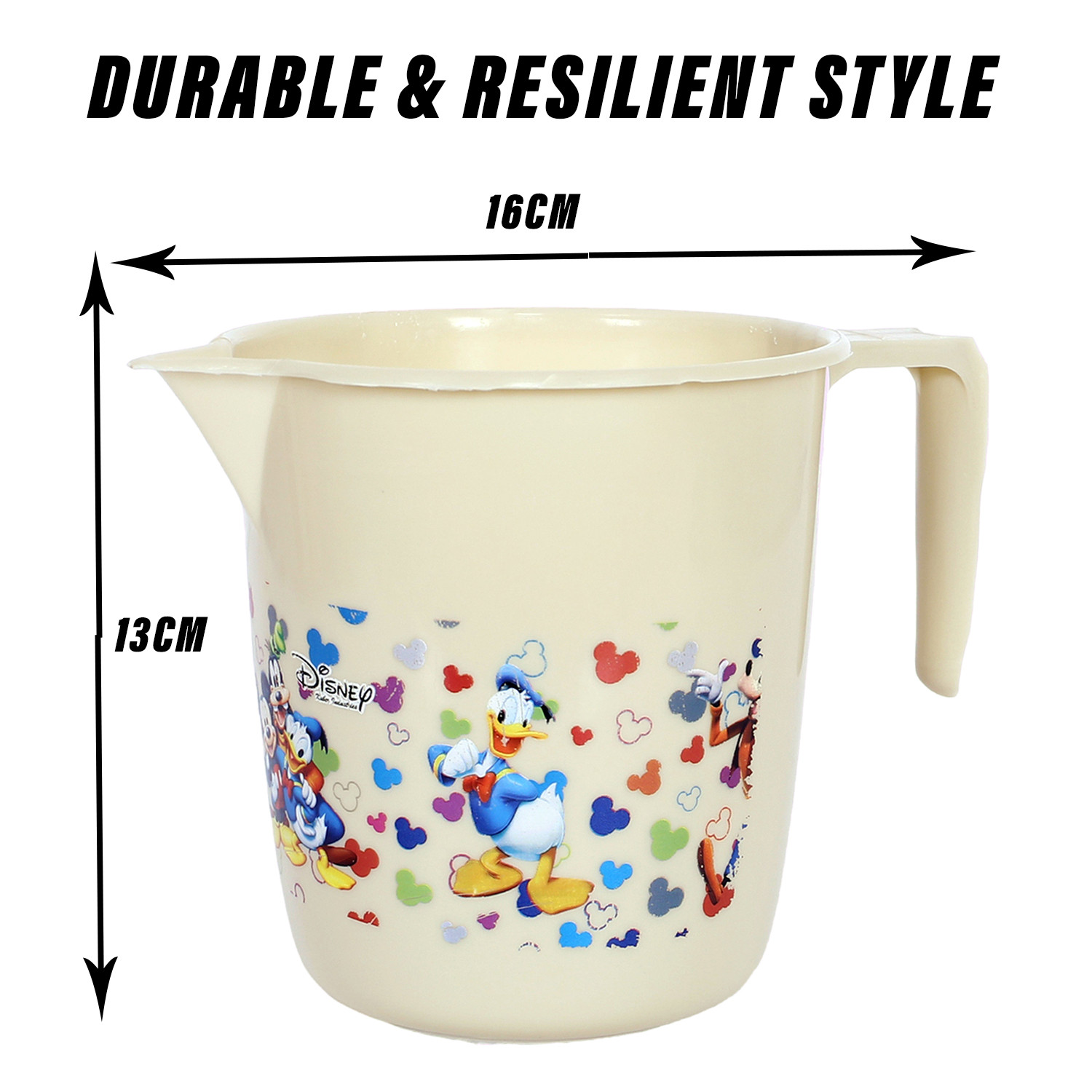 Kuber Industries Disney Team Bathroom Mug | Plastic Bath Mug for Bathroom | Mug for Bathroom | Mug for Toilet | Washroom Jug | 111 Bath Mug | 1 LTR |Beige