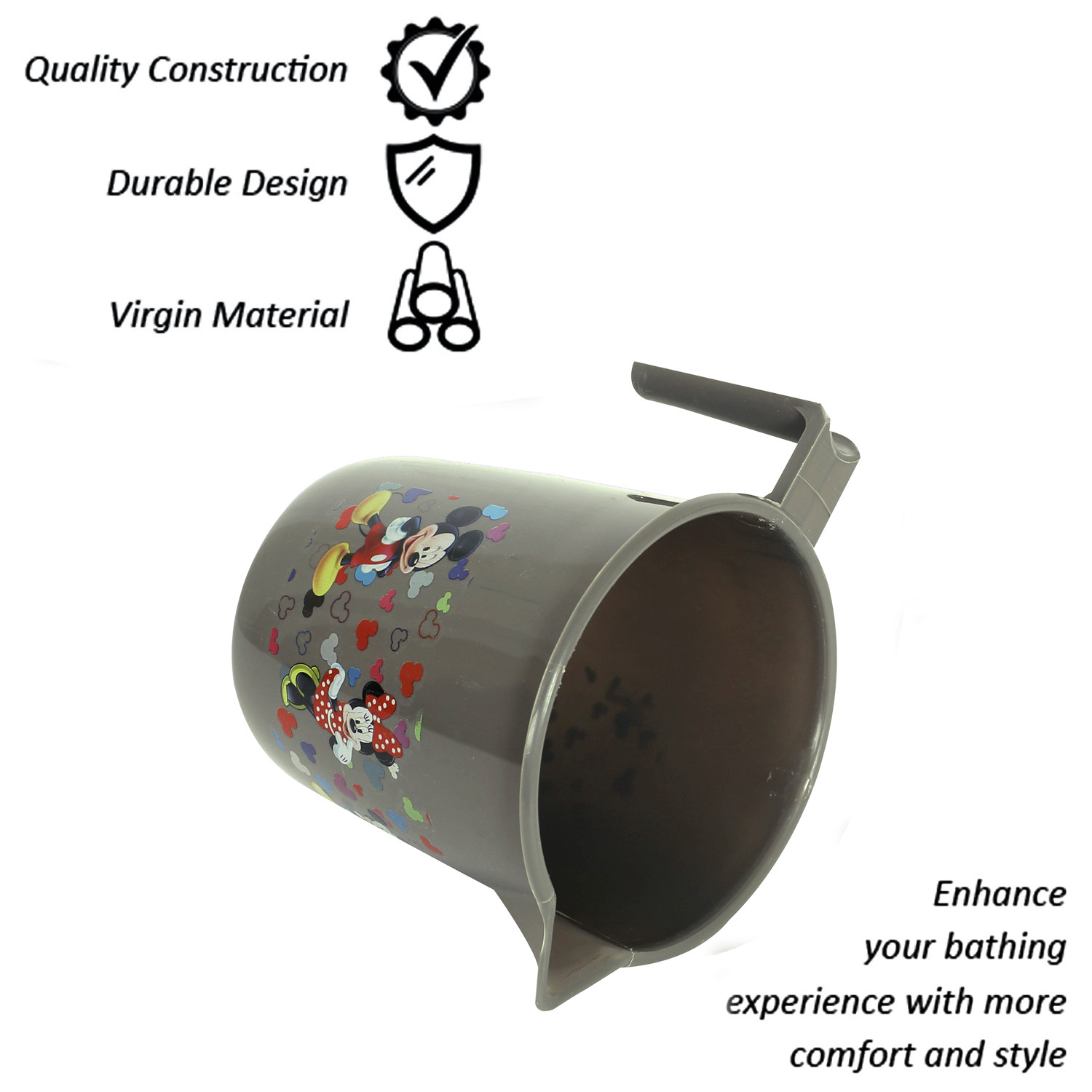 Kuber Industries Disney Team Bathroom Mug | Plastic Bath Mug for Bathroom | Mug for Bathroom | Mug for Toilet | Washroom Jug | 111 Bath Mug | 1 LTR | Pack of 2 | Multi