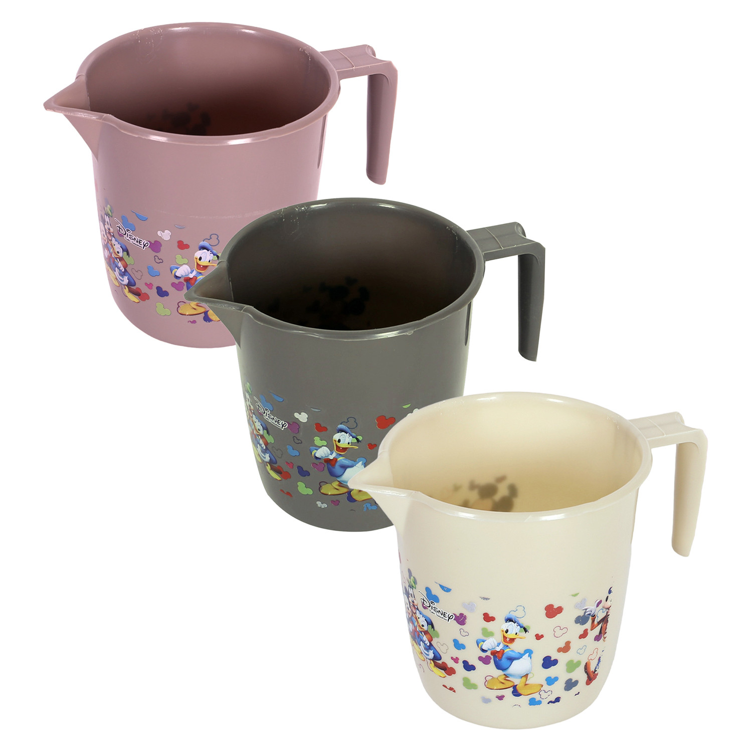 Kuber Industries Disney Team Bathroom Mug | Plastic Bath Mug for Bathroom | Mug for Bathroom | Mug for Toilet | Washroom Jug | 111 Bath Mug | 1 LTR | Pack of 3 | Multi