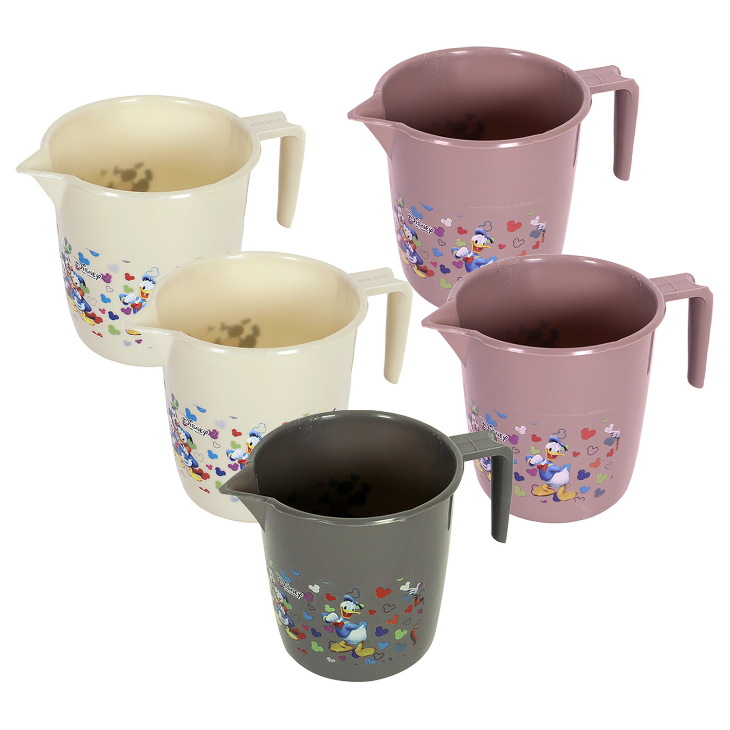 Kuber Industries Disney Team Bathroom Mug | Plastic Bath Mug for Bathroom | Mug for Bathroom | Mug for Toilet | Washroom Jug | 111 Bath Mug | 1 LTR | Pack of 5 | Multi