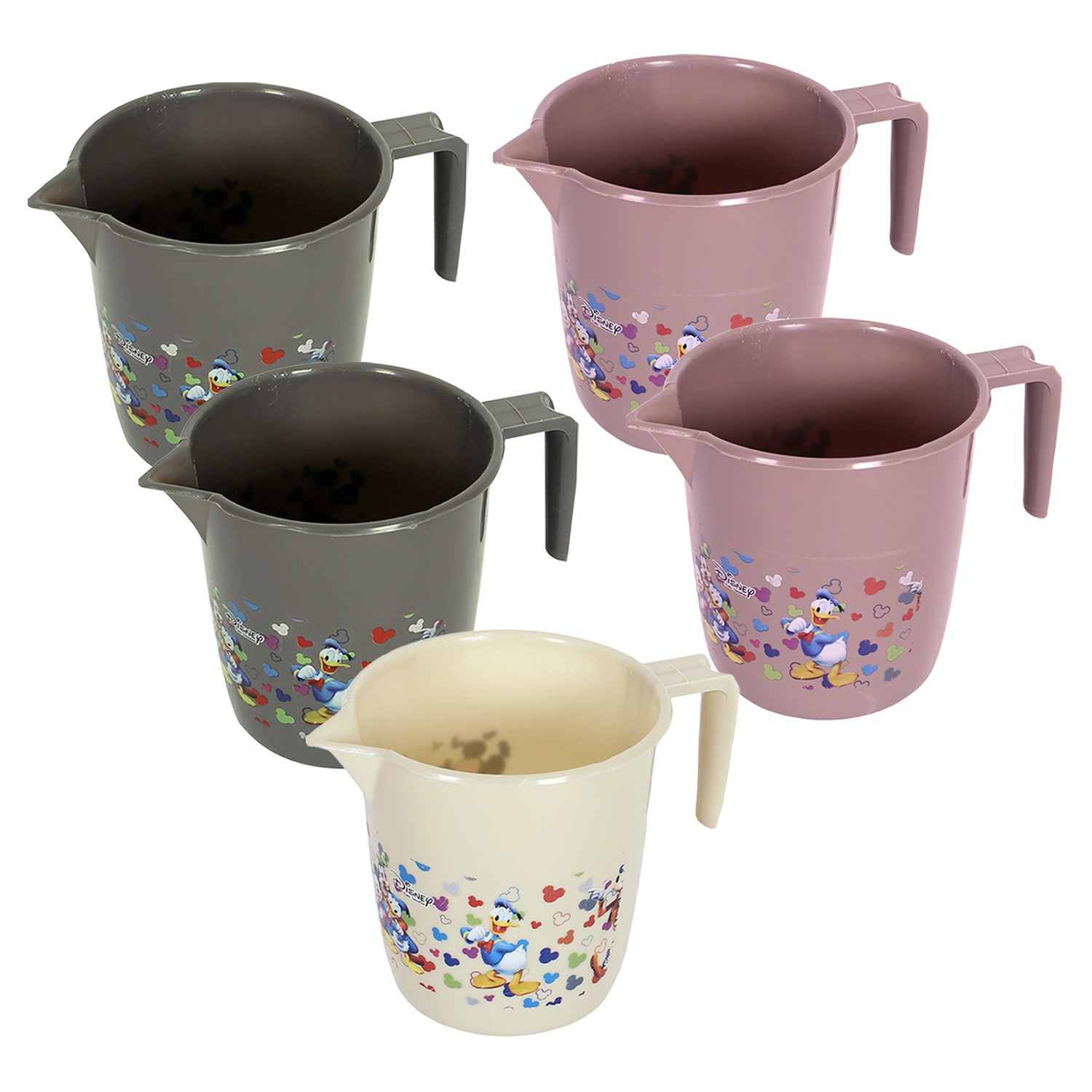 Kuber Industries Disney Team Bathroom Mug | Plastic Bath Mug for Bathroom | Mug for Bathroom | Mug for Toilet | Washroom Jug | 111 Bath Mug | 1 LTR | Pack of 5 | Multi