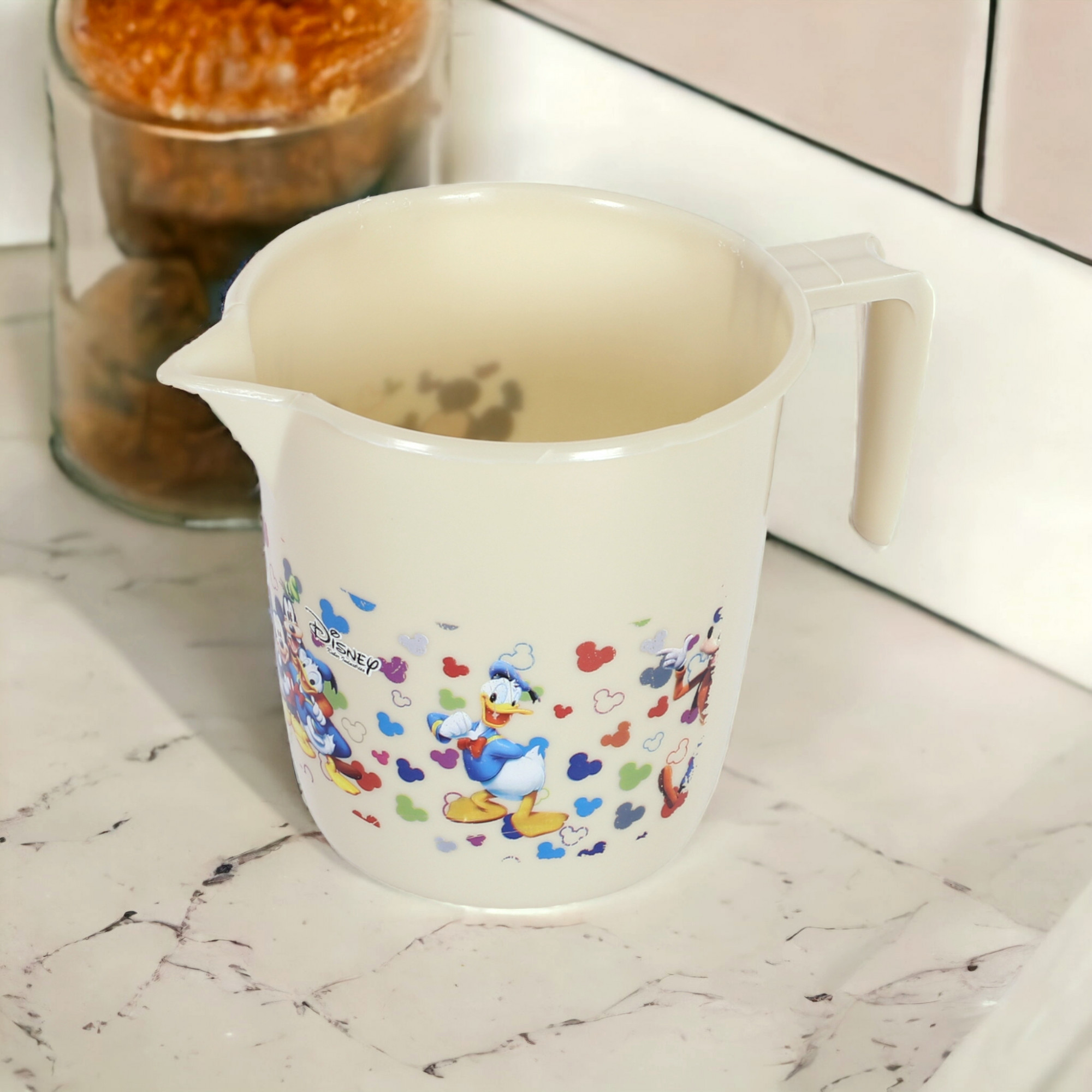 Kuber Industries Disney Team Bathroom Mug  Plastic Bath Mug for Bathroom  Mug for Bathroom  Mug for Toilet  Washroom Jug  111 Bath Mug  1 LTR  Pack of 2  Beige