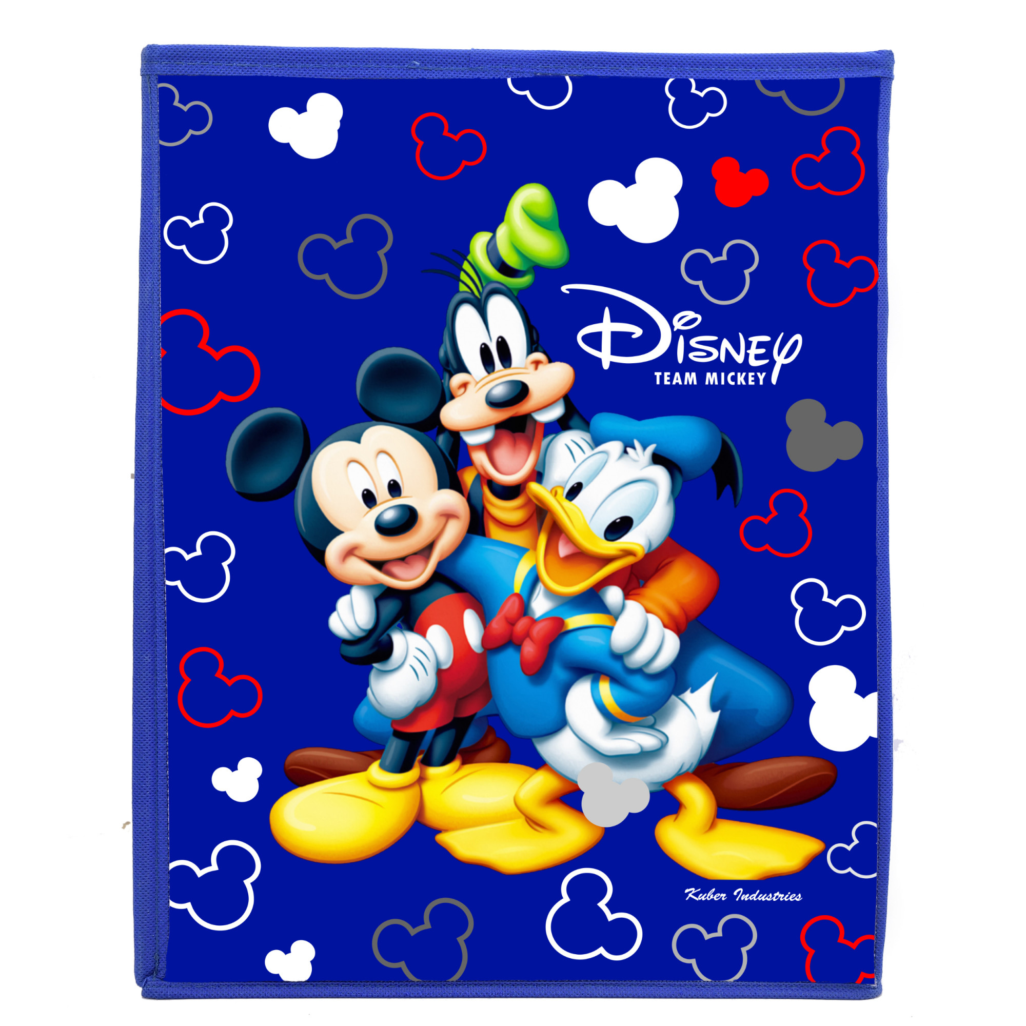 Kuber Industries Disney Team Mickey Mouse Print Non Woven Fabric Foldable Laundry Organiser With Handles (Set Of 2, Black & Royal Blue)-KUBMART3452