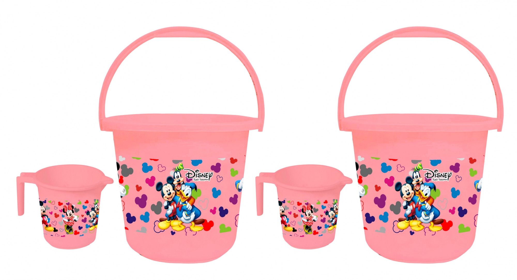 Kuber Industries Disney Team Mickey Print  Unbreakable Virgin Plastic Bathroom Bucket With Mug Set- Pink, (16 LTR Bucket &  500 ML Mug) -HS_35_KUBMART17481