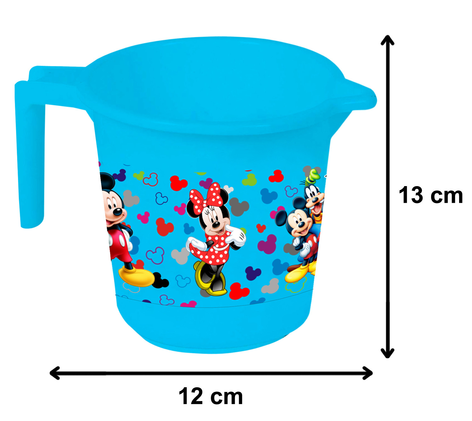 Kuber Industries Disney Team Mickey Print 12 Pieces Unbreakable Strong Plastic Bathroom Mug,500 ML (Cream & Blue & White) -HS_35_KUBMART17243