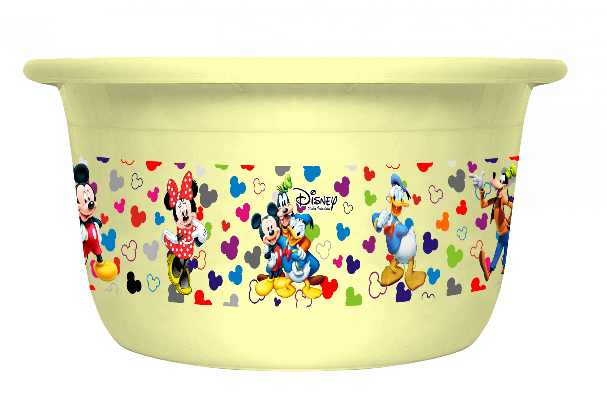 Kuber Industries Disney Team Mickey Print 2 Pieces Unbreakable Plastic Multipurpose Bath Tub/Washing Tub 25 Ltr (Pink & Cream) -HS_35_KUBMART17461