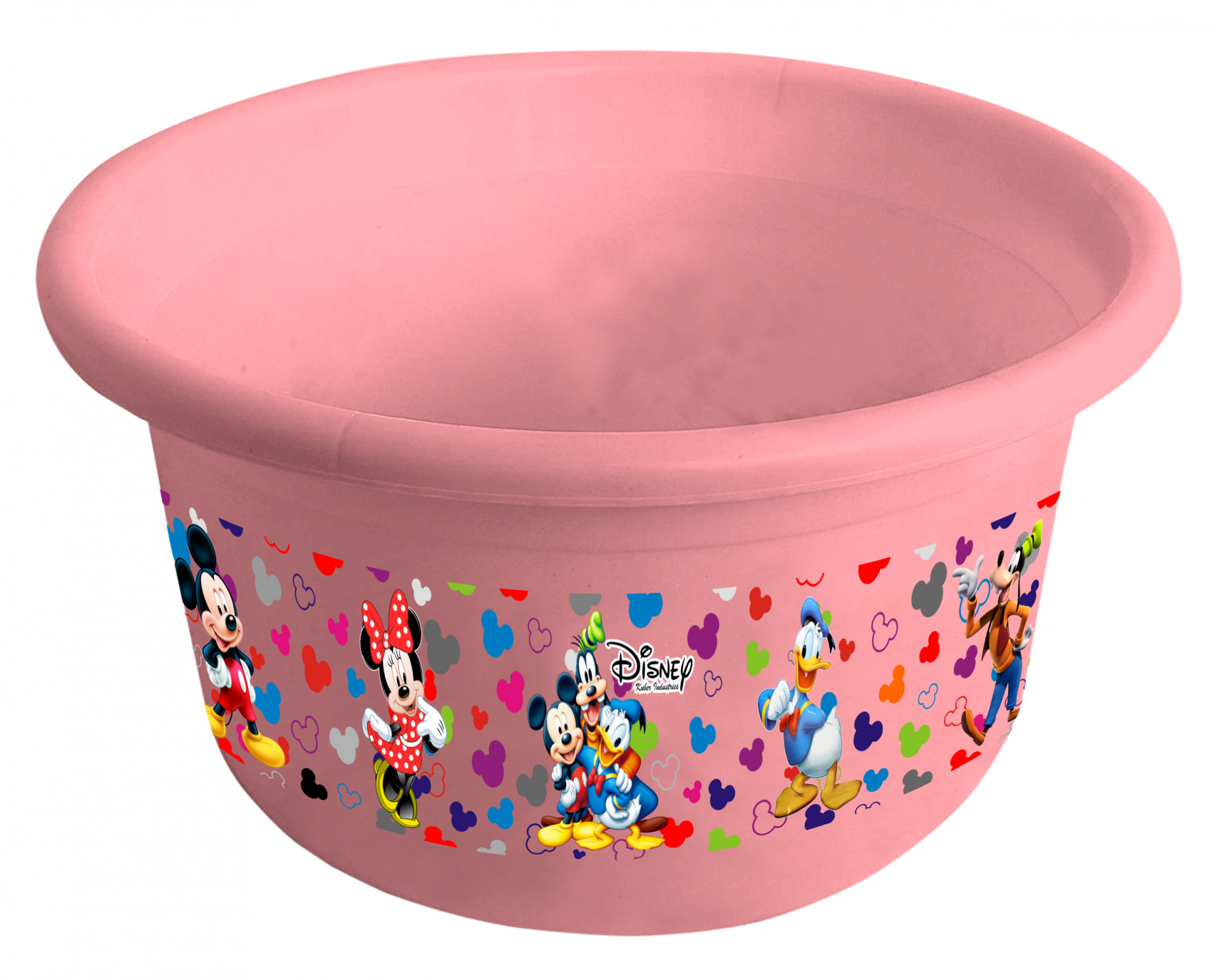 Kuber Industries Disney Team Mickey Print 2 Pieces Unbreakable Plastic Multipurpose Bath Tub/Washing Tub 25 Ltr (Pink & Cream) -HS_35_KUBMART17461