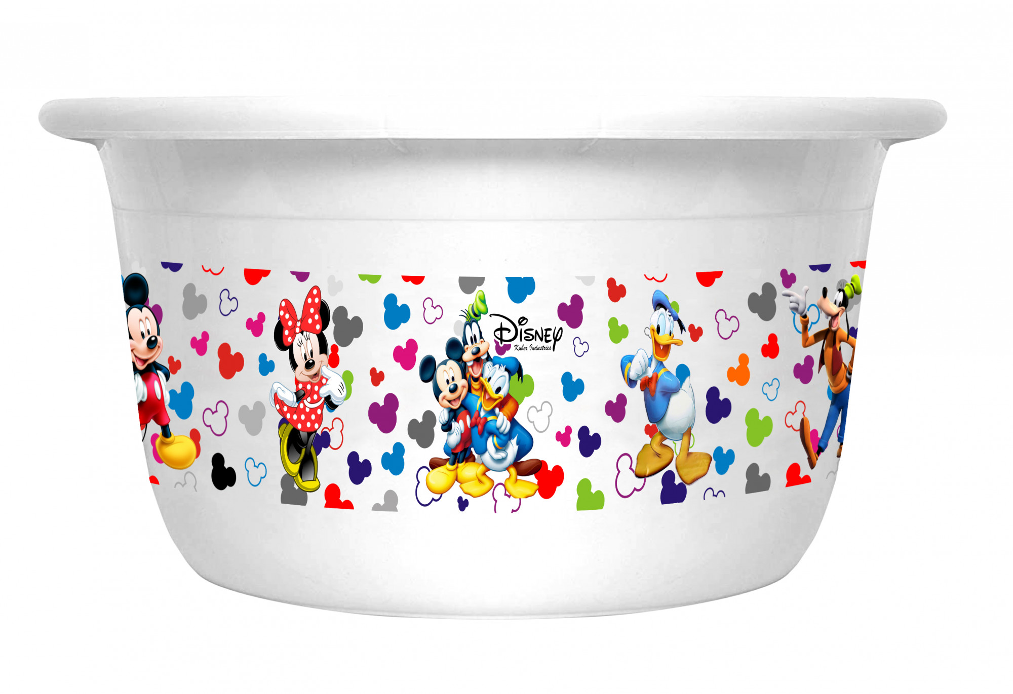 Kuber Industries Disney Team Mickey Print 2 Pieces Unbreakable Plastic Multipurpose Bath Tub/Washing Tub 25 Ltr (Pink & White) -HS_35_KUBMART17467