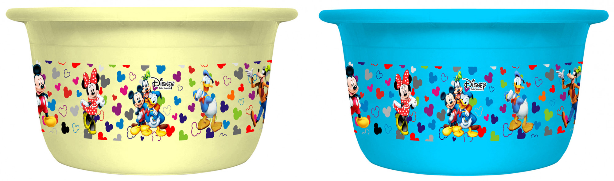 Kuber Industries Disney Team Mickey Print 2 Pieces Unbreakable Plastic Multipurpose Bath Tub/Washing Tub 25 Ltr (Cream & Blue) -HS_35_KUBMART17469