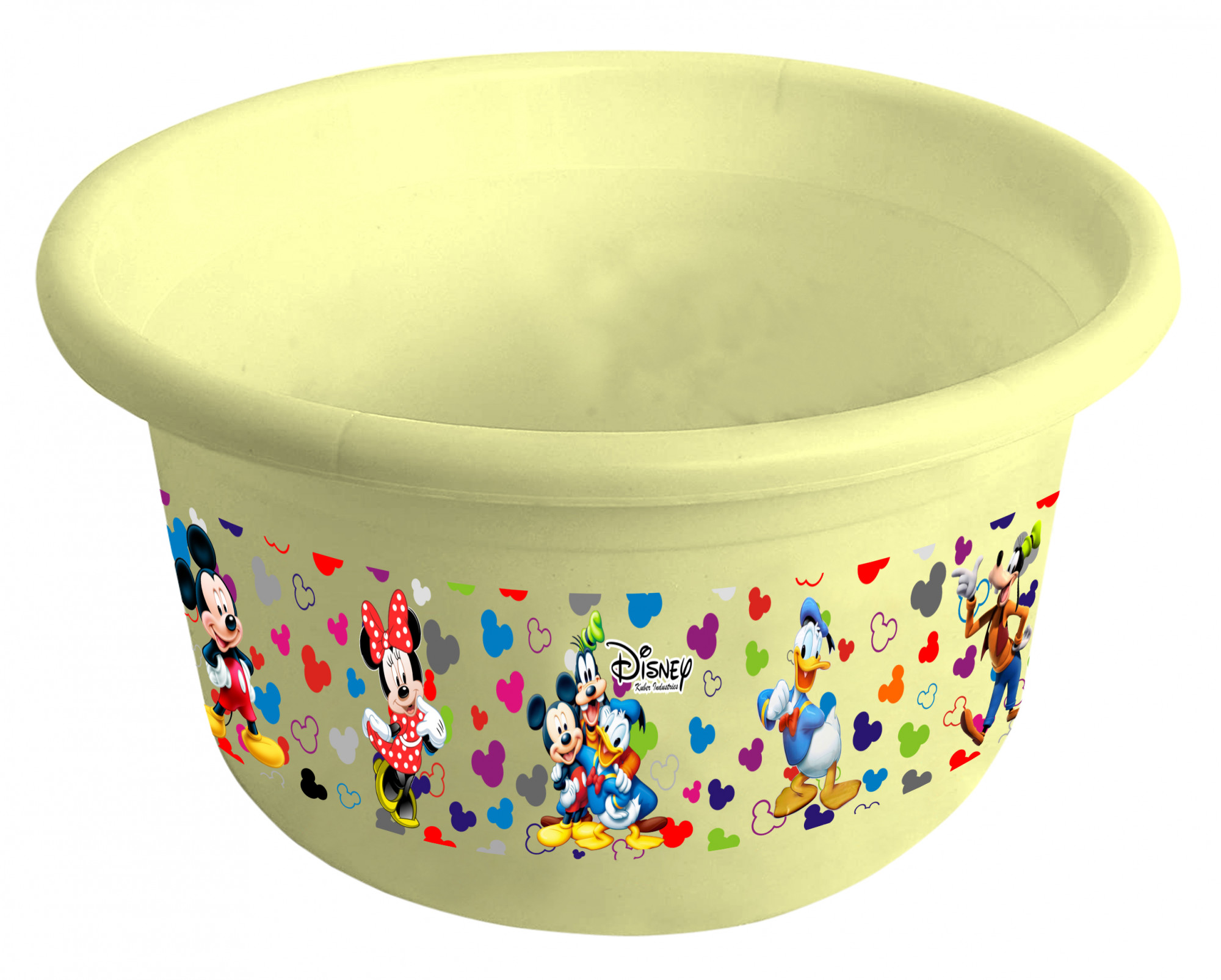 Kuber Industries Disney Team Mickey Print 2 Pieces Unbreakable Plastic Multipurpose Bath Tub/Washing Tub 25 Ltr (Cream & Black) -HS_35_KUBMART17471
