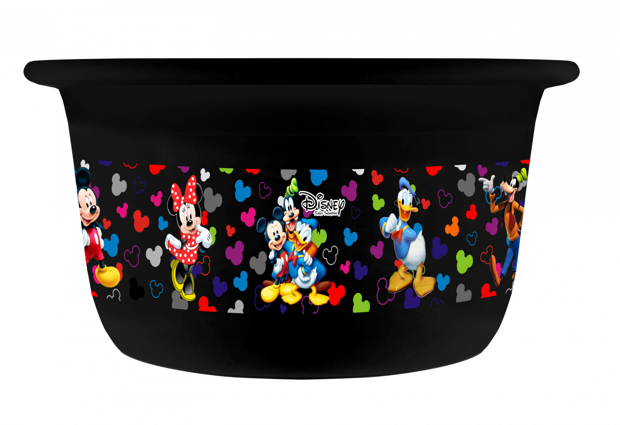 Kuber Industries Disney Team Mickey Print 2 Pieces Unbreakable Plastic Multipurpose Bath Tub/Washing Tub 25 Ltr (Cream & Black) -HS_35_KUBMART17471