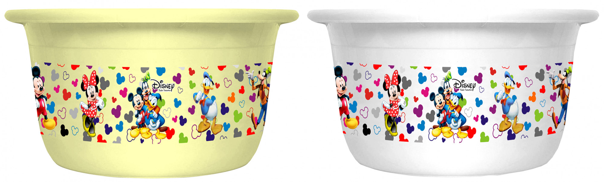 Kuber Industries Disney Team Mickey Print 2 Pieces Unbreakable Plastic Multipurpose Bath Tub/Washing Tub 25 Ltr (Cream & White) -HS_35_KUBMART17473