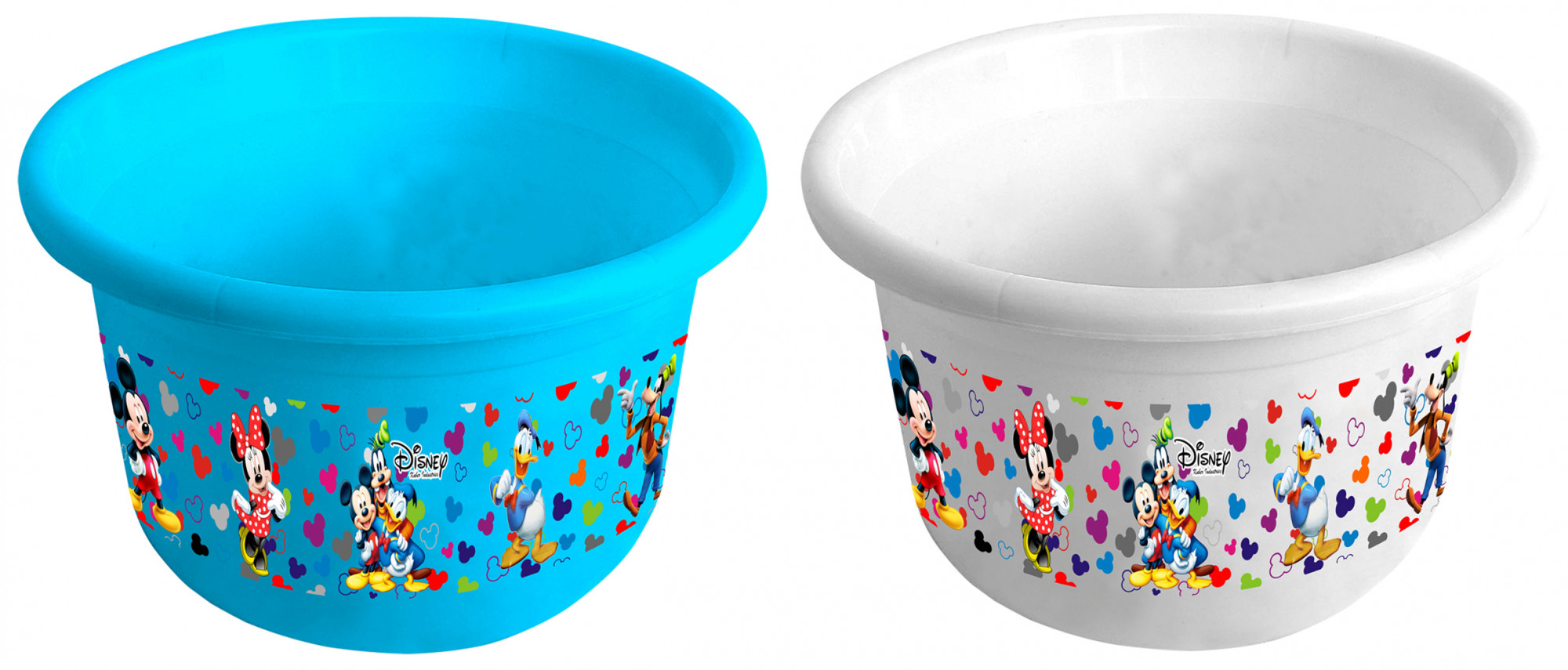 Kuber Industries Disney Team Mickey Print 2 Pieces Unbreakable Plastic Multipurpose Bath Tub/Washing Tub 25 Ltr (Blue & White) -HS_35_KUBMART17477