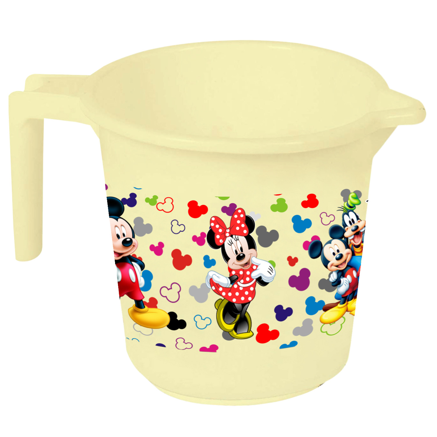 Kuber Industries Disney Team Mickey Print 2 Pieces Unbreakable Virgin Plastic Bathroom Bucket With Mug Set- Cream, (16 LTR Bucket & 500 ML Mug) -HS_35_KUBMART17485