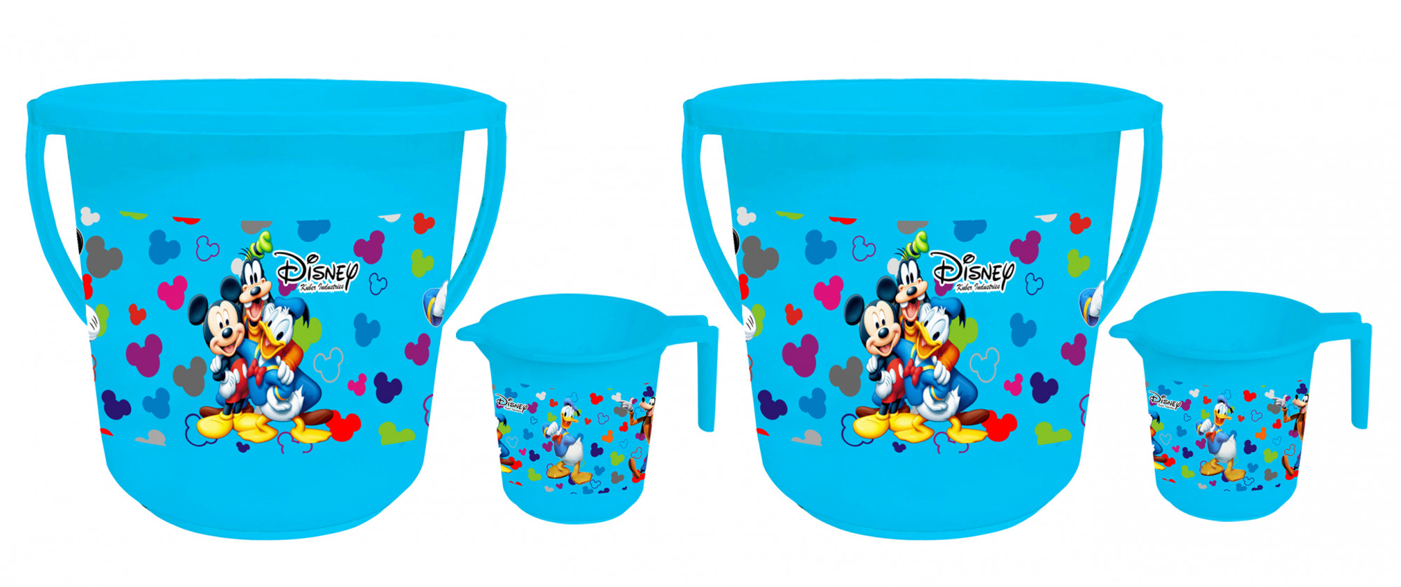 Kuber Industries Disney Team Mickey Print 2 Pieces Unbreakable Virgin Plastic Bathroom Bucket With Mug Set- Blue, (16 LTR Bucket & 500 ML Mug) -HS_35_KUBMART17489