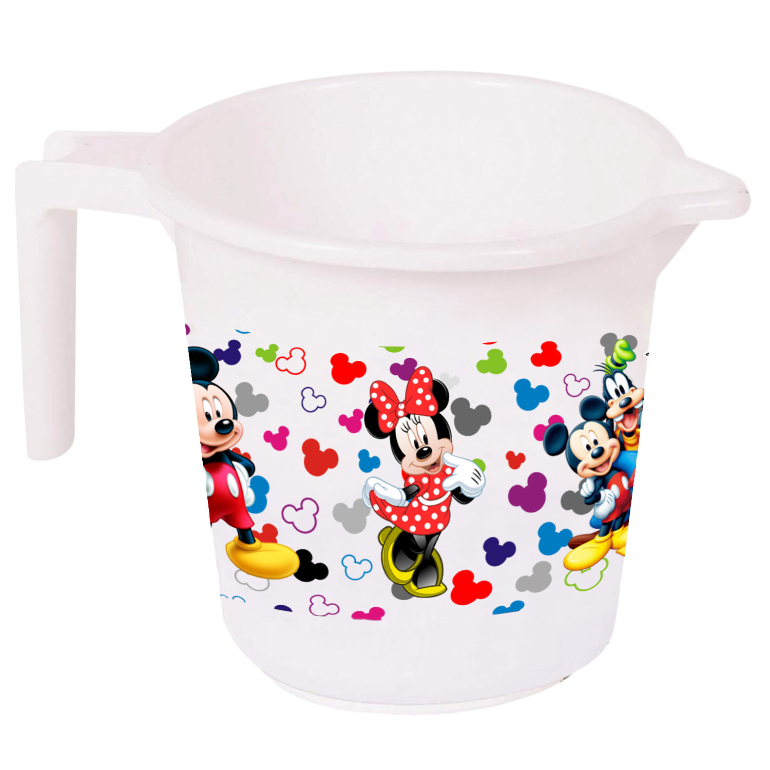 Kuber Industries Disney Team Mickey Print 2 Pieces Unbreakable Virgin Plastic Bathroom Bucket With Mug Set- White, (16 LTR Bucket & 500 ML Mug) -HS_35_KUBMART17497