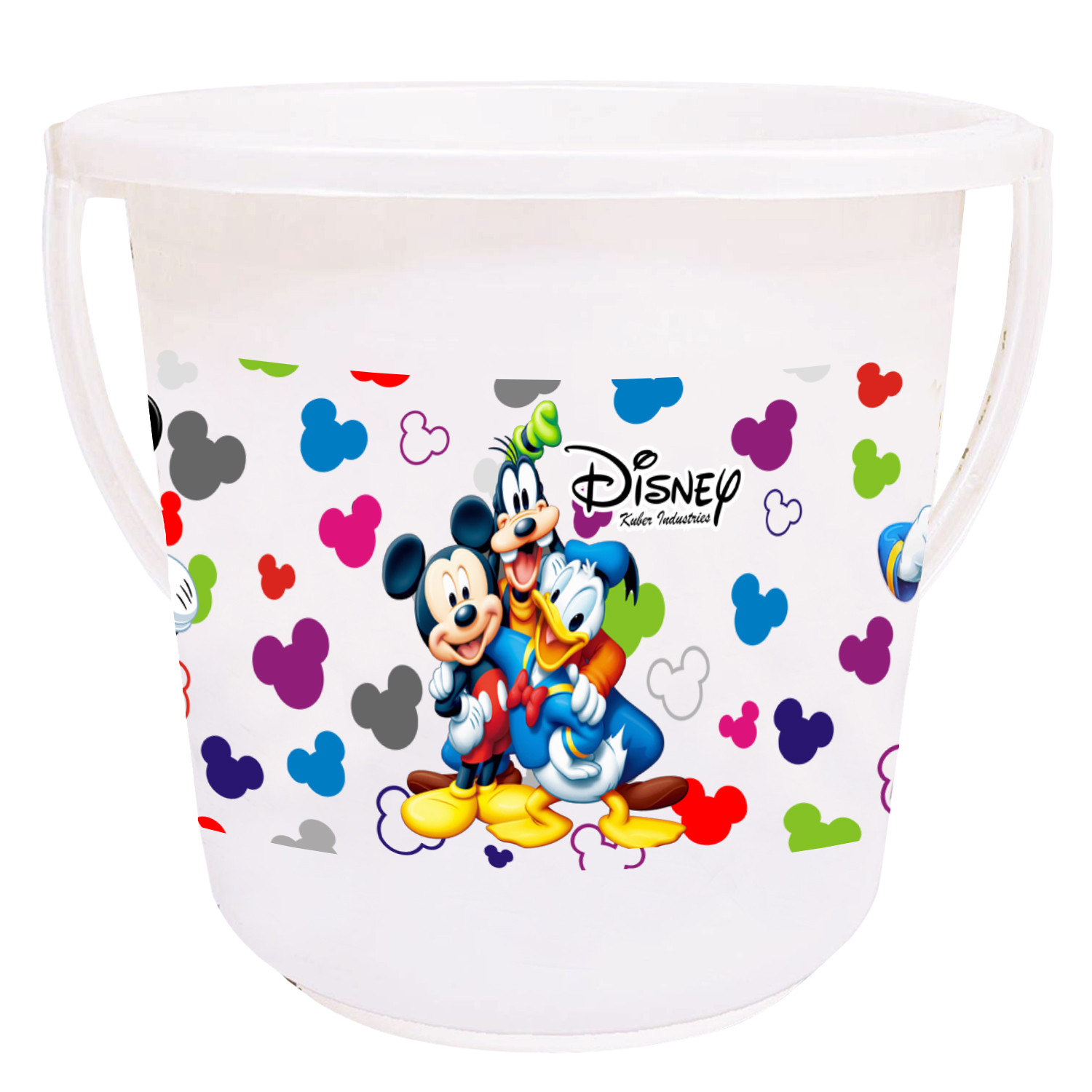 Kuber Industries Disney Team Mickey Print 2 Pieces Unbreakable Virgin Plastic Bathroom Bucket With Mug Set- White, (16 LTR Bucket & 500 ML Mug) -HS_35_KUBMART17497