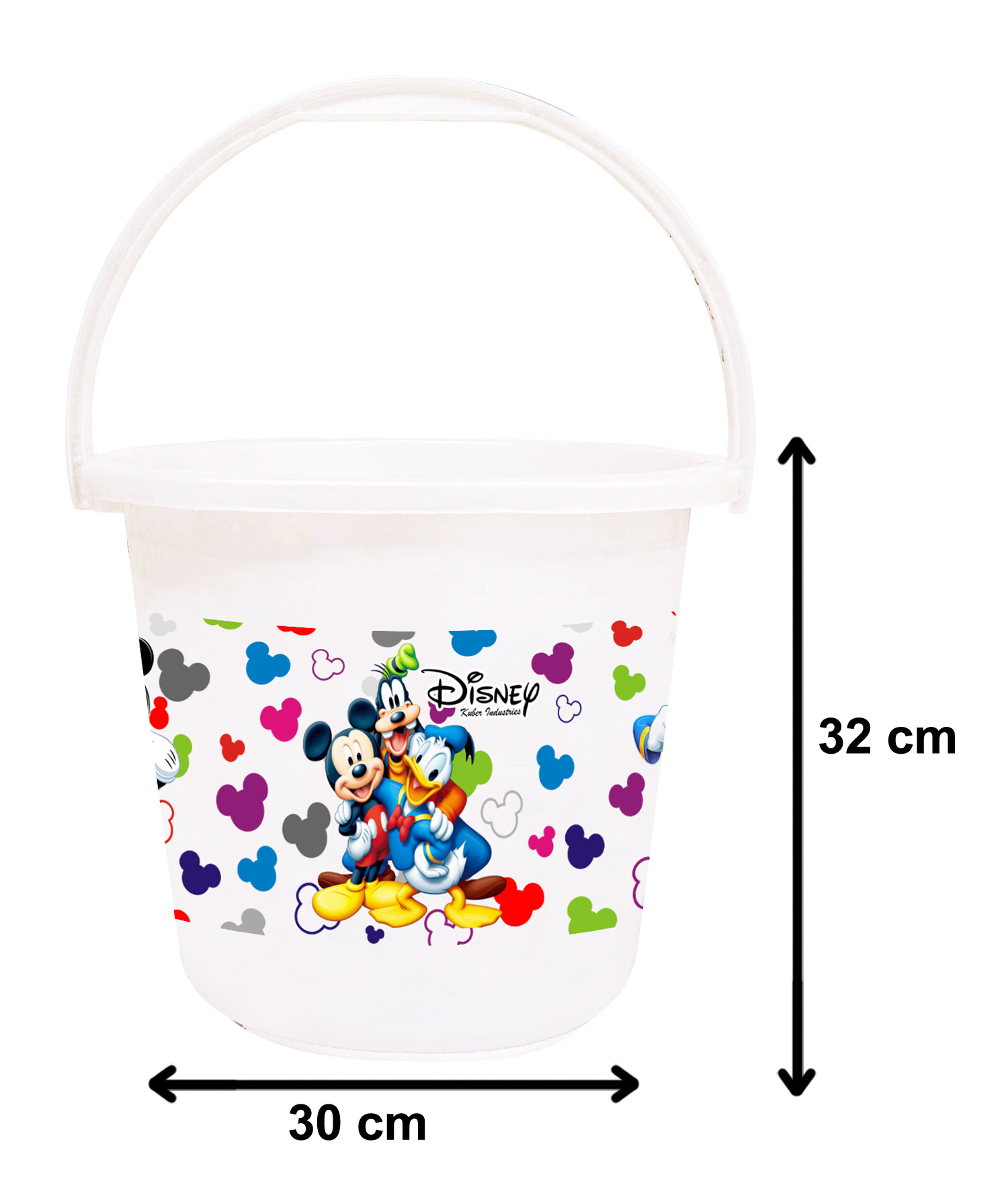 Kuber Industries Disney Team Mickey Print 2 Pieces Unbreakable Virgin Plastic Bathroom Bucket With Mug Set- White, (16 LTR Bucket & 500 ML Mug) -HS_35_KUBMART17497