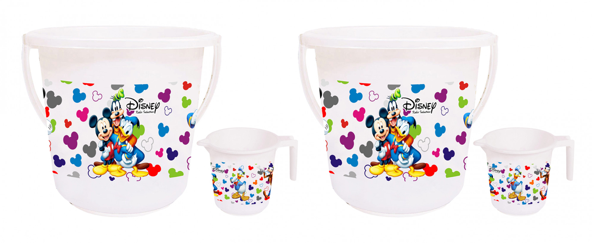 Kuber Industries Disney Team Mickey Print 2 Pieces Unbreakable Virgin Plastic Bathroom Bucket With Mug Set- White, (16 LTR Bucket & 500 ML Mug) -HS_35_KUBMART17497