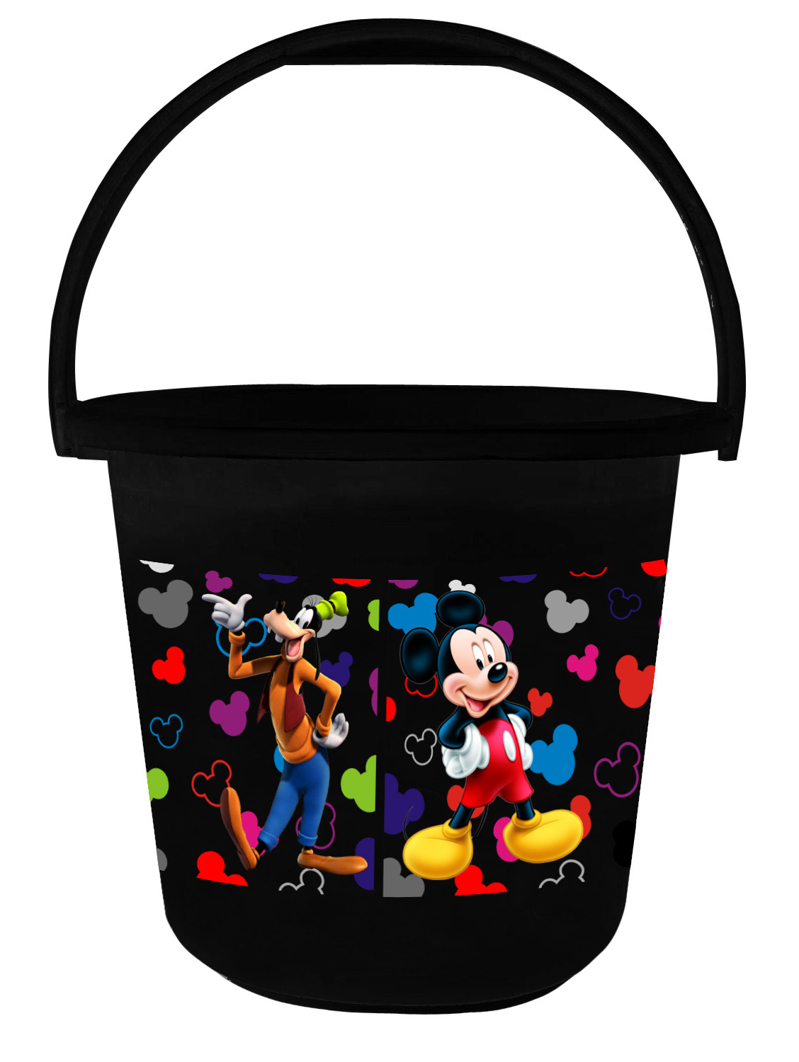 Kuber Industries Disney Team Mickey Print 4 Pieces Unbreakable Virgin Plastic Bathroom Bucket With Mug Set- Cream & Black, (2 Pc 16 LTR Bucket & 2 Pc 500 ML Mug) -HS_35_KUBMART17511