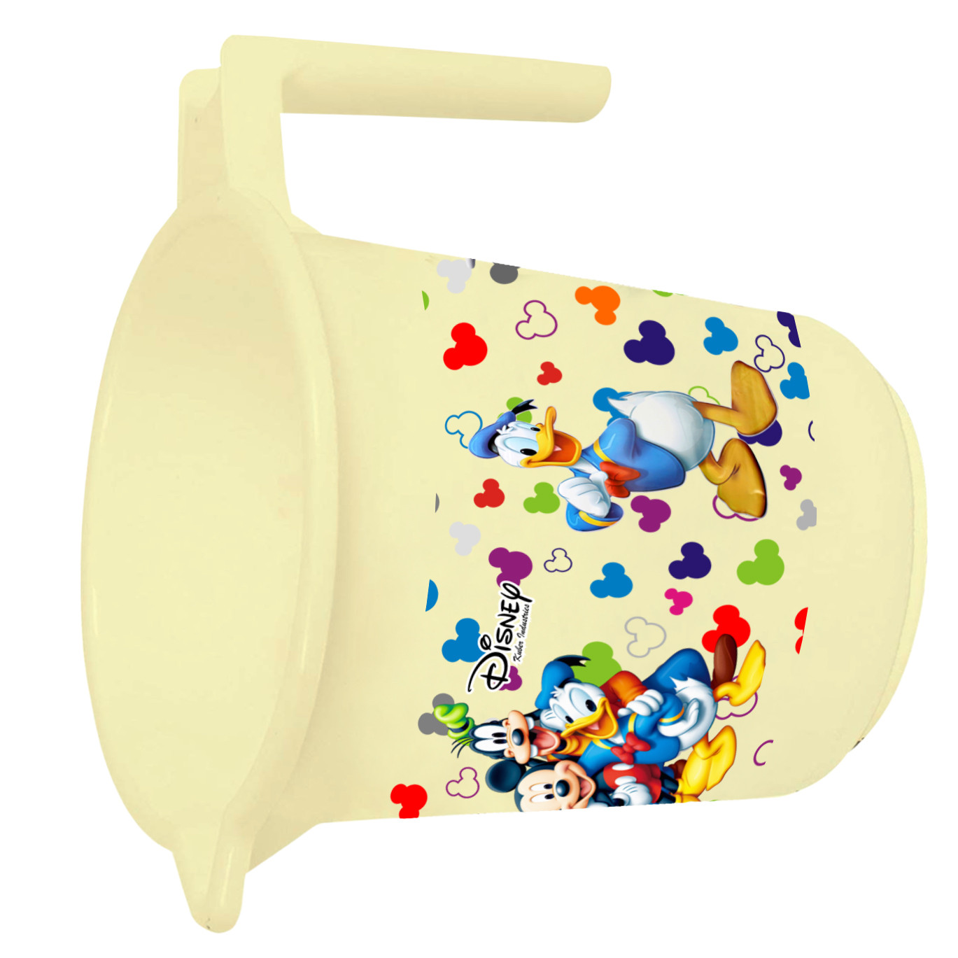 Kuber Industries Disney Team Mickey Print 4 Pieces Unbreakable Virgin Plastic Bathroom Bucket With Mug Set- Cream & Black, (2 Pc 16 LTR Bucket & 2 Pc 500 ML Mug) -HS_35_KUBMART17511