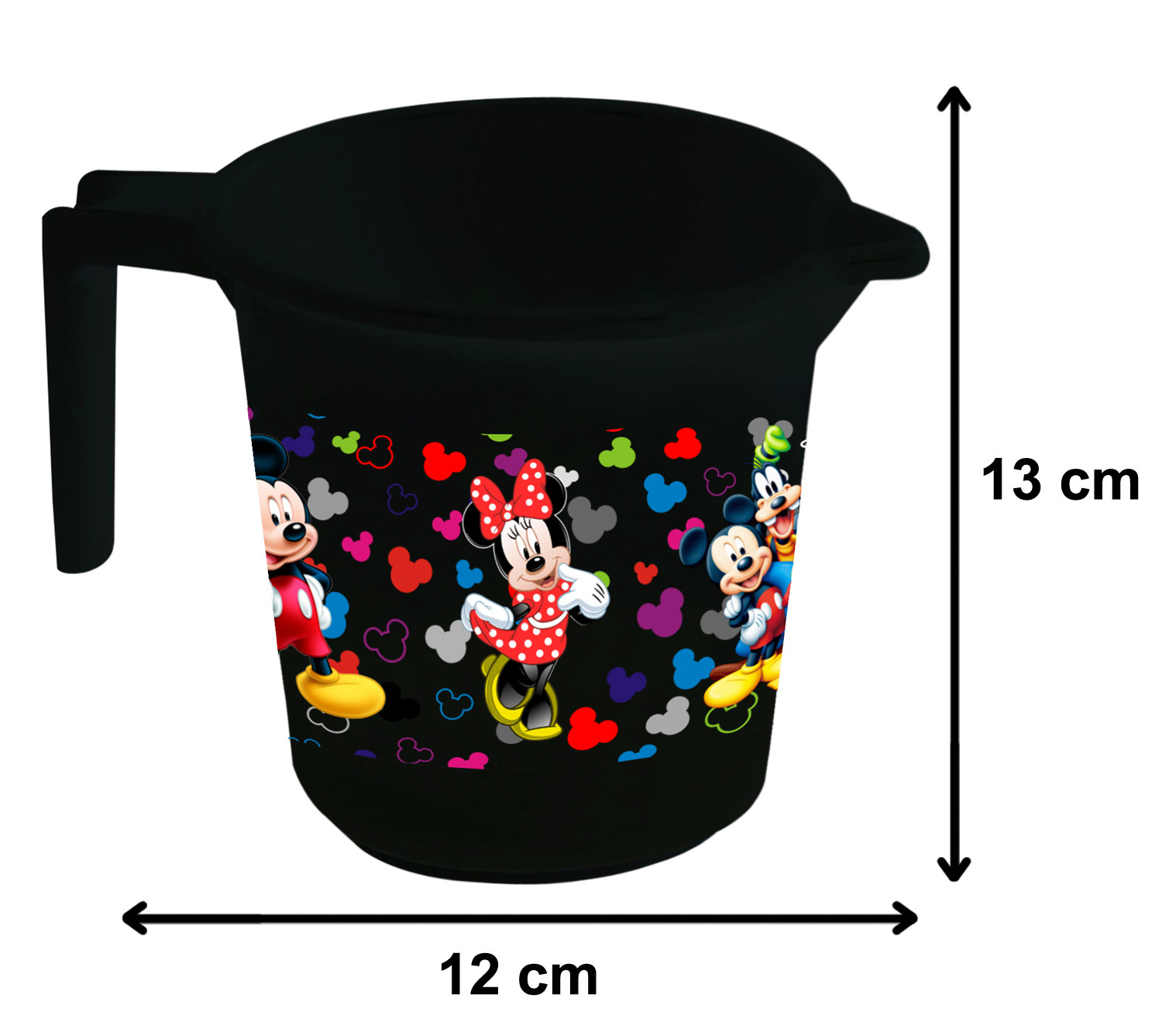 Kuber Industries Disney Team Mickey Print 4 Pieces Unbreakable Virgin Plastic Bathroom Bucket With Mug Set- Cream & Black, (2 Pc 16 LTR Bucket & 2 Pc 500 ML Mug) -HS_35_KUBMART17511