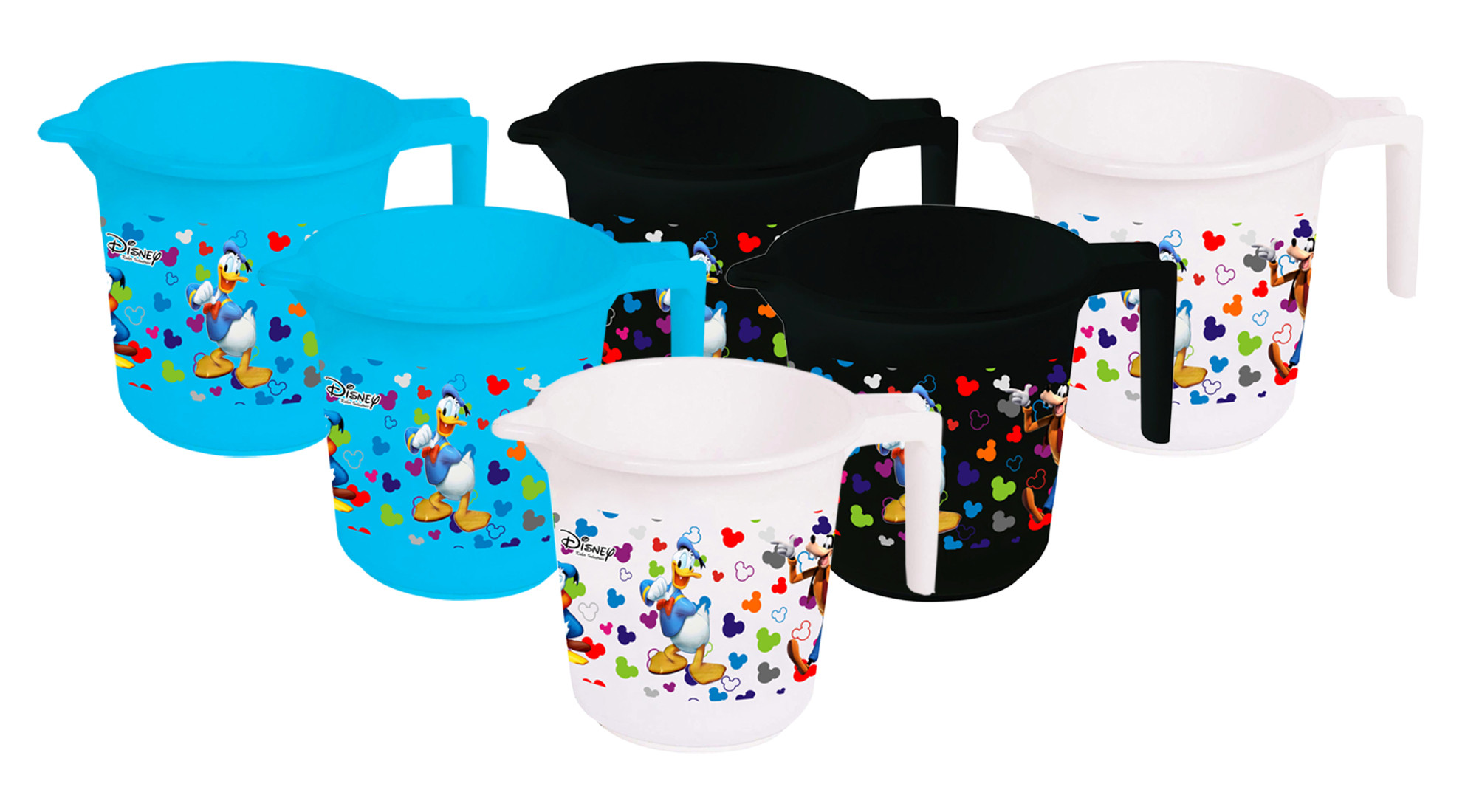 Kuber Industries Disney Team Mickey Print 6 Pieces Unbreakable Strong Plastic Bathroom Mug,500 ML (Blue & Black & White) -HS_35_KUBMART17187