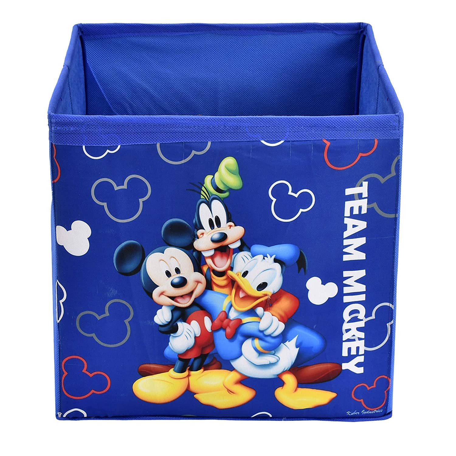 Kuber Industries Disney Team Mickey Print Non Woven Fabric Foldable Large Size Storage Cube Toy And Laundry Bag, Laundry Basket Organizer 45 L (Set Of 2,Royal Blue)