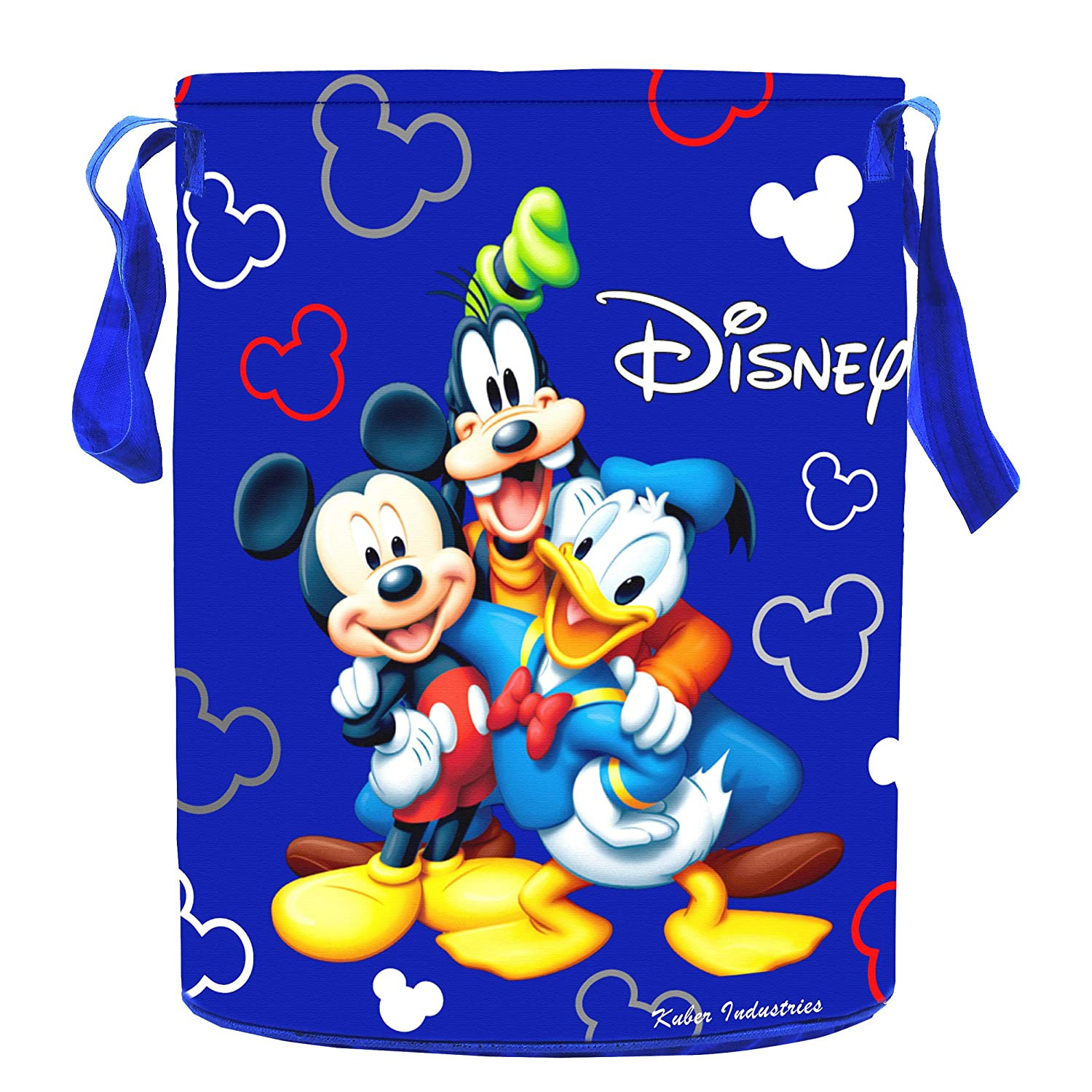 Kuber Industries Disney Team Mickey Print Non Woven Fabric Foldable Large Size Storage Cube Toy And Laundry Bag, Laundry Basket Organizer 45 L (Set Of 2,Royal Blue)