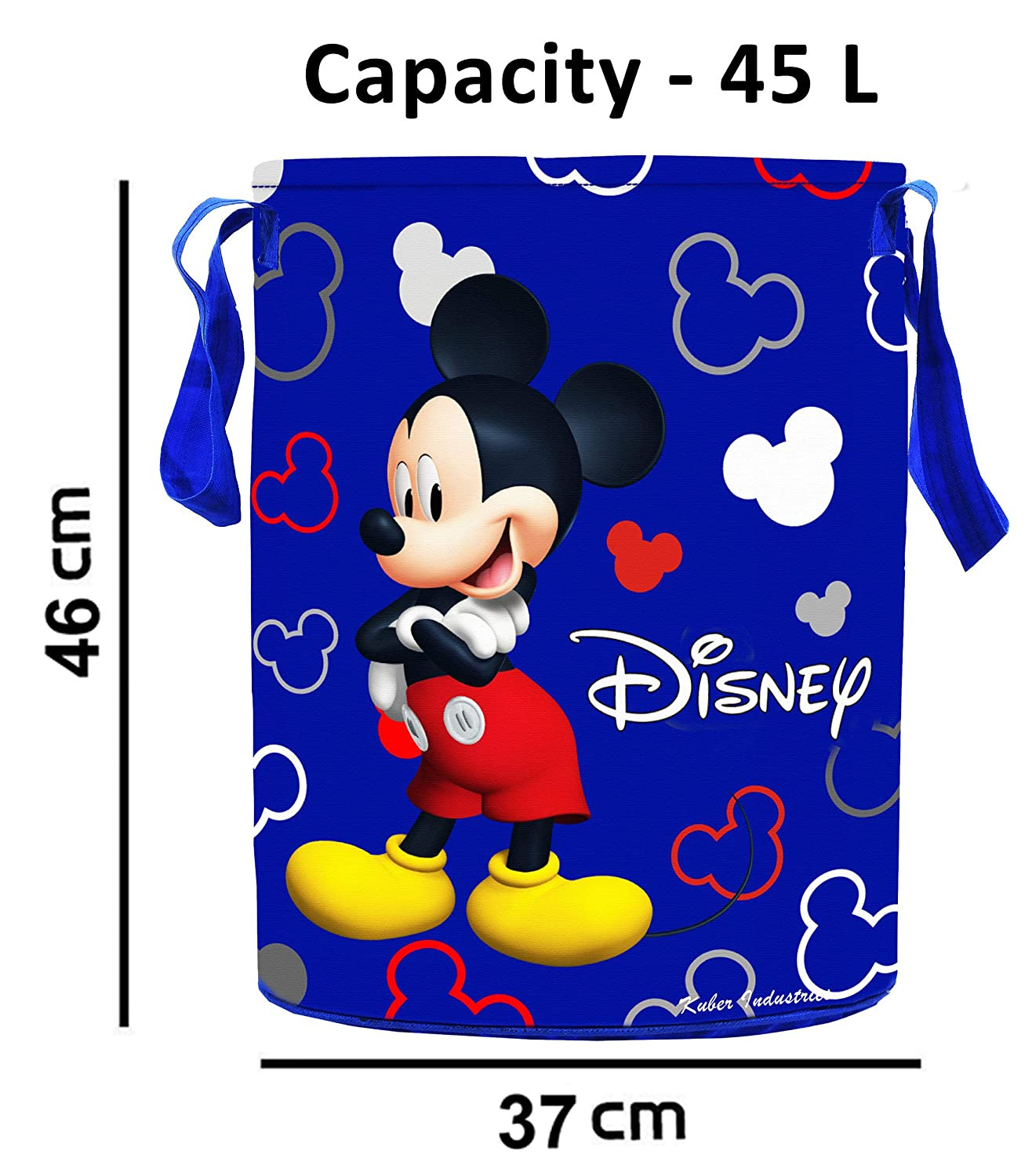 Kuber Industries Disney Team Mickey Print Non Woven Fabric Foldable Large Size Storage Cube Toy And Laundry Bag, Laundry Basket Organizer 45 L (Set Of 2,Royal Blue)