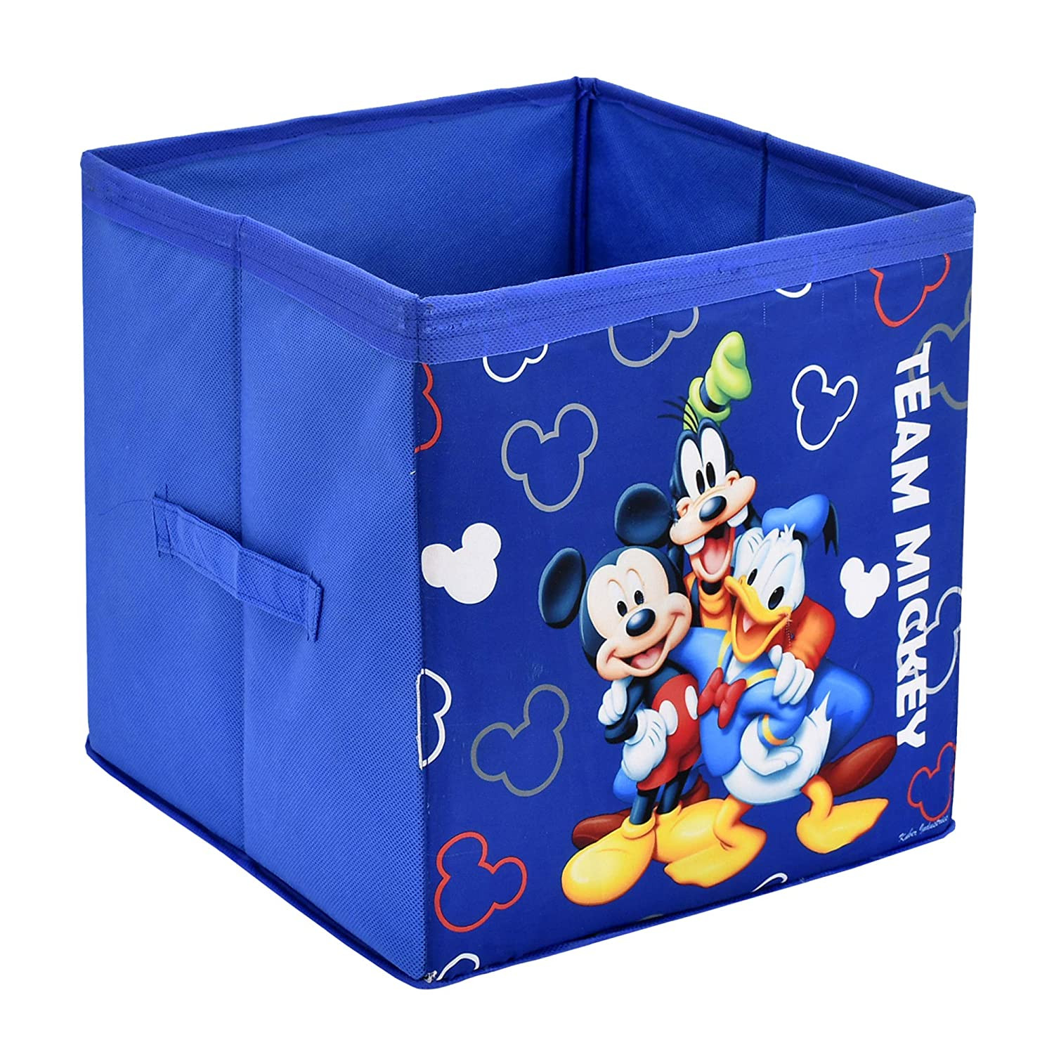 Kuber Industries Disney Team Mickey Print Non Woven Fabric Foldable Large Size Storage Cube Toy And Laundry Bag, Laundry Basket Organizer 45 L (Set Of 2,Royal Blue)