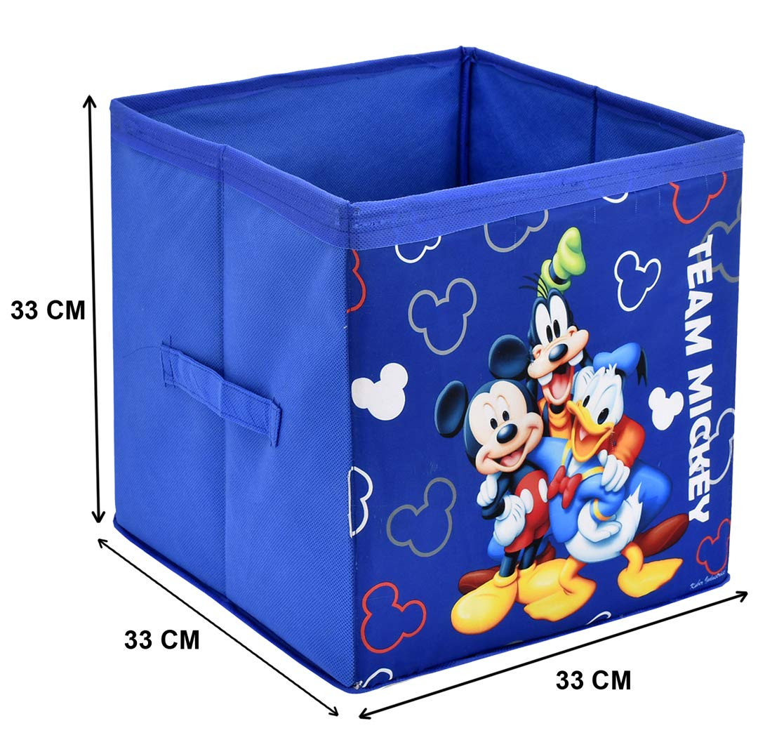 Kuber Industries Disney Team Mickey Print Non Woven Fabric Foldable Large Size Storage Cube Toy And Laundry Bag, Laundry Basket Organizer 45 L (Set Of 2,Royal Blue)