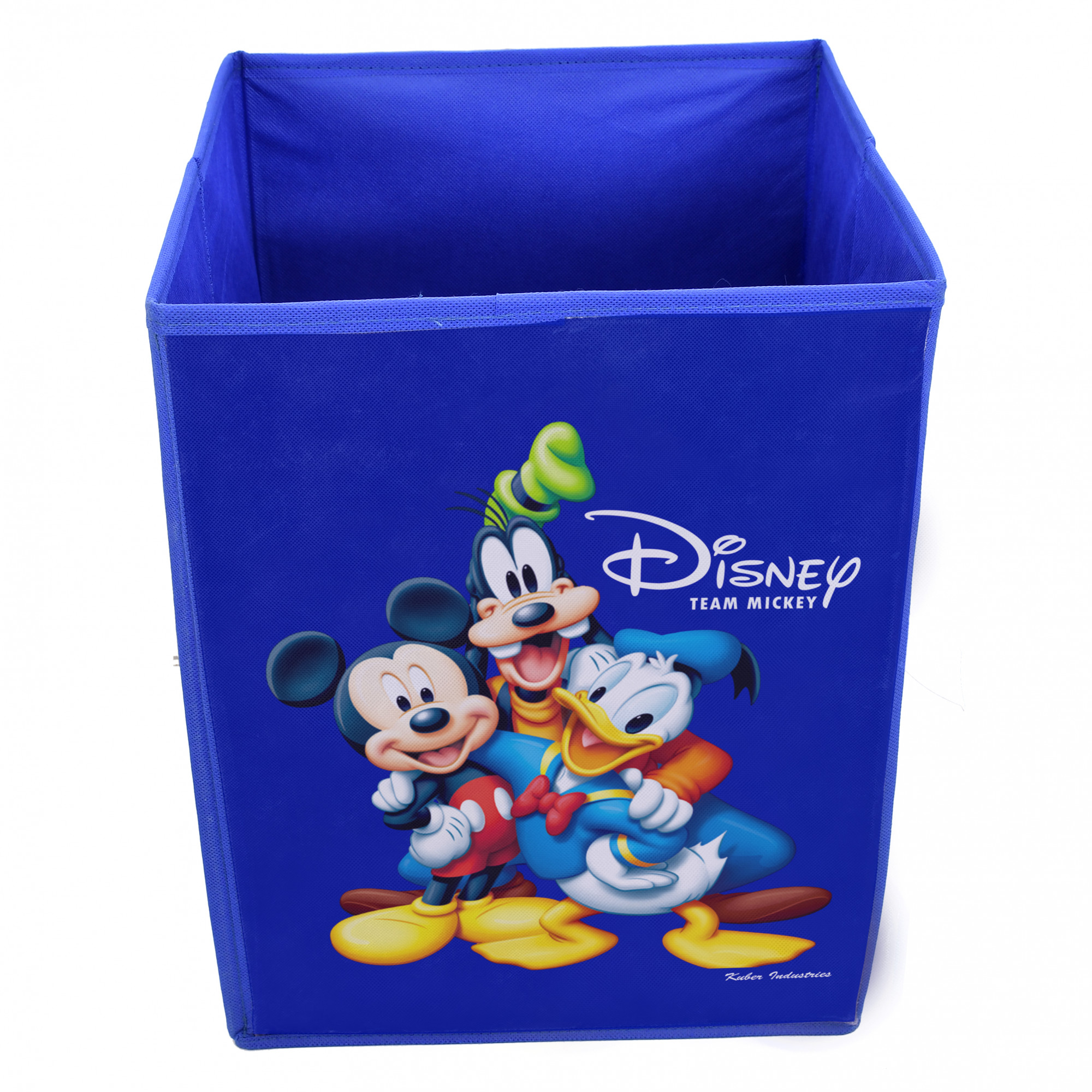 Kuber Industries Disney Team Mickey Print Non Woven Fabric Foldable Laundry Basket , Toy Storage Basket, Cloth Storage Basket With Handles (Royal Blue)-KUBMART1194