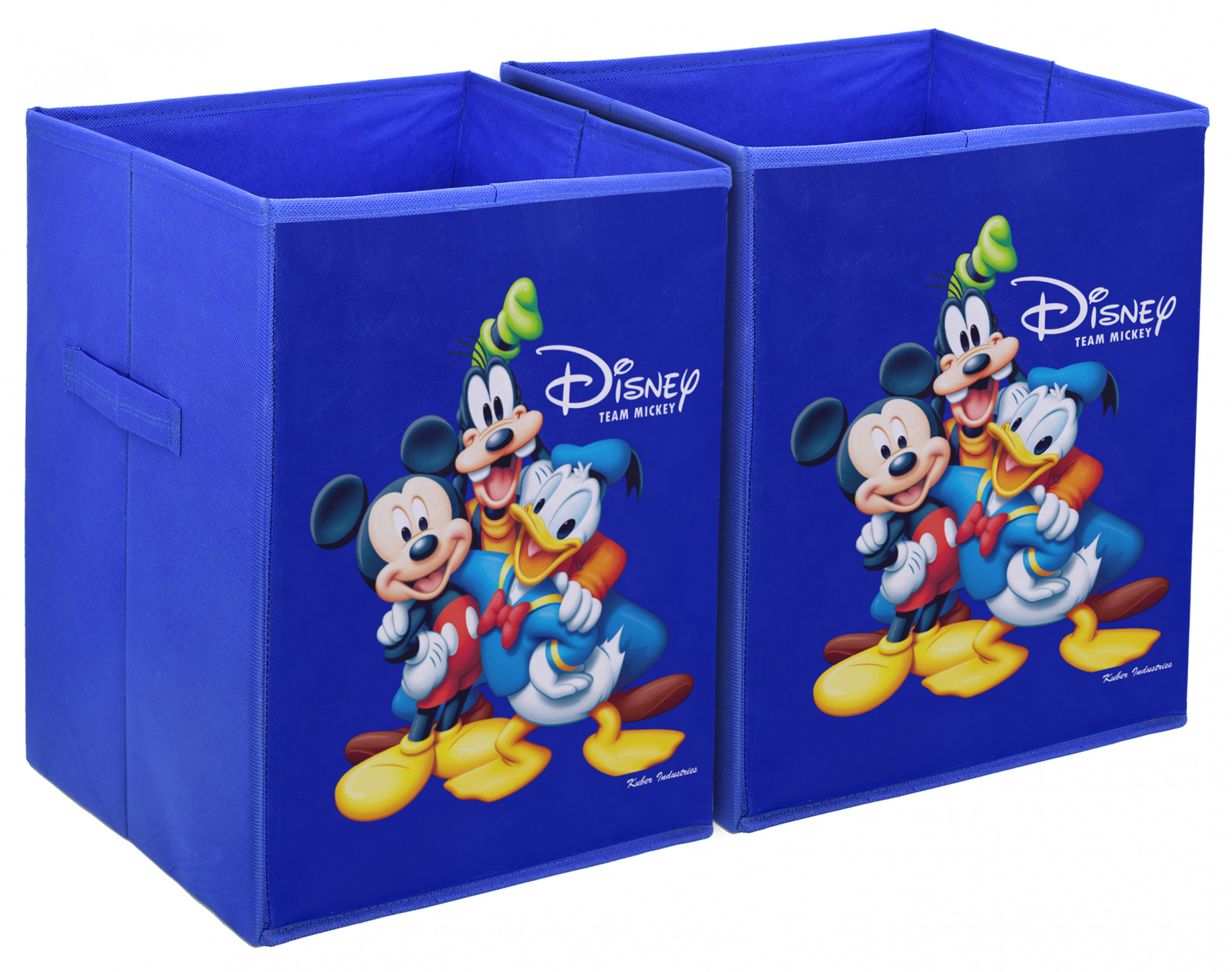 Kuber Industries Disney Team Mickey Print Non Woven Fabric Foldable Laundry Basket , Toy Storage Basket, Cloth Storage Basket With Handles (Royal Blue)-KUBMART1194