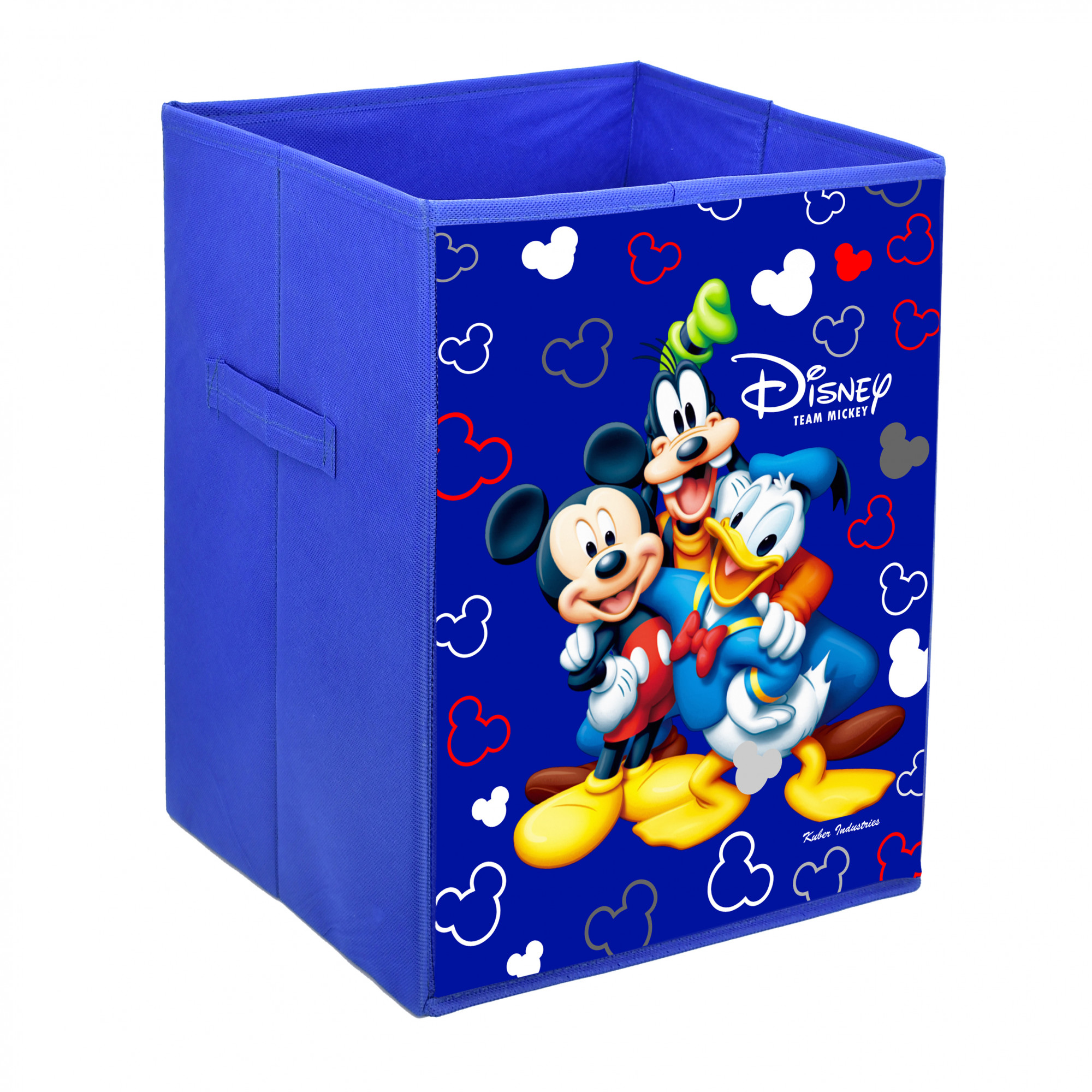 Kuber Industries Disney Team Mickey Print Non Woven Fabric Foldable Laundry Organiser With Handles (Royal Blue)-KUBMART3448