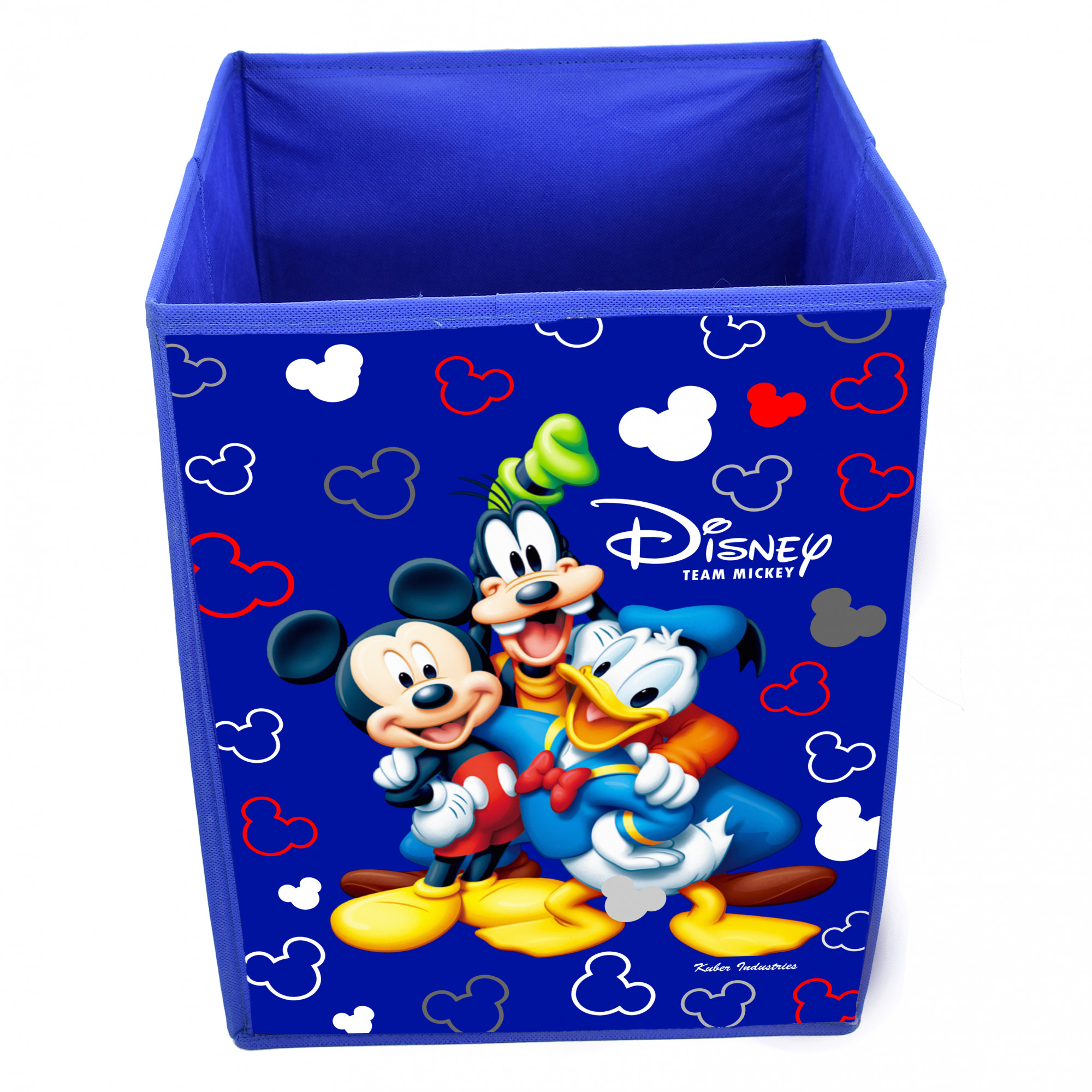 Kuber Industries Disney Team Mickey Print Non Woven Fabric Foldable Laundry Organiser With Handles (Royal Blue)-KUBMART3448