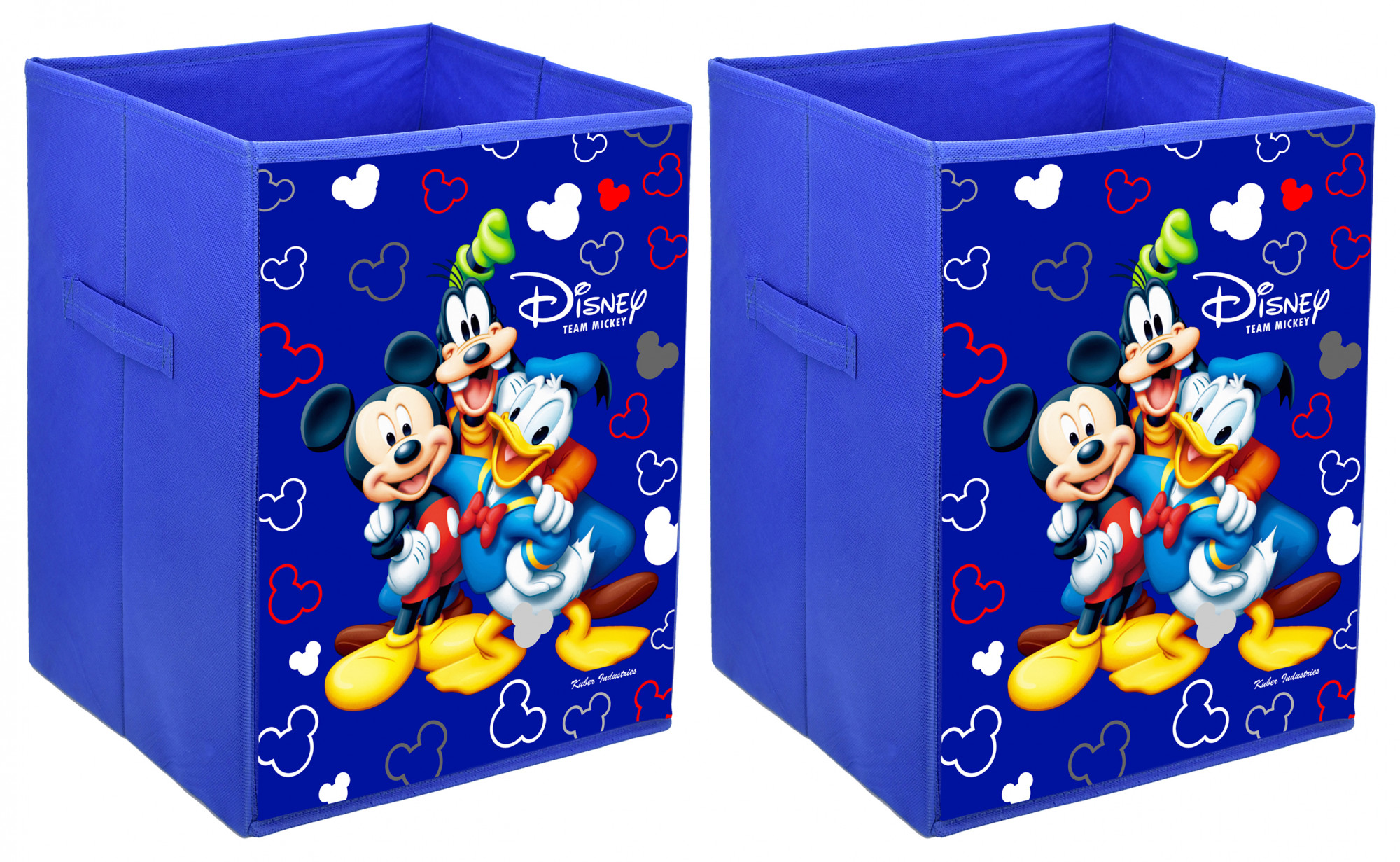 Kuber Industries Disney Team Mickey Print Non Woven Fabric Foldable Laundry Organiser With Handles (Royal Blue)-KUBMART3448