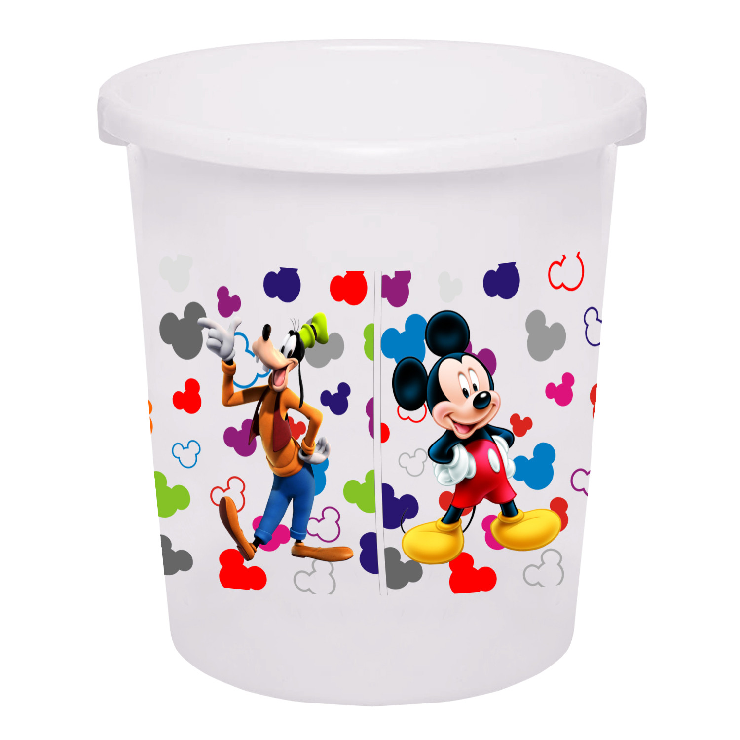 Kuber Industries Disney Team Mickey Print Plastic 2 Pieces Garbage Waste Dustbin/Recycling Bin for Home, Office, Factory, 5 Liters (Pink & White) -HS_35_KUBMART17351