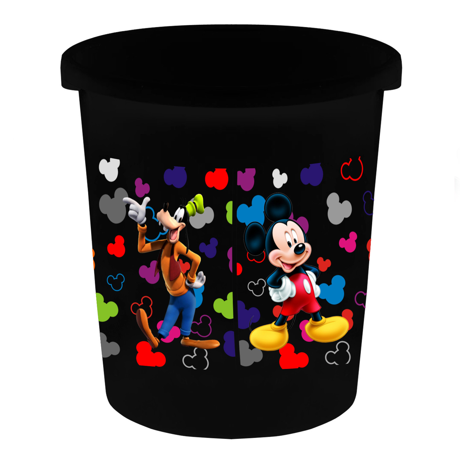 Kuber Industries Disney Team Mickey Print Plastic 2 Pieces Garbage Waste Dustbin/Recycling Bin for Home, Office, Factory, 5 Liters (Cream & Black) -HS_35_KUBMART17355