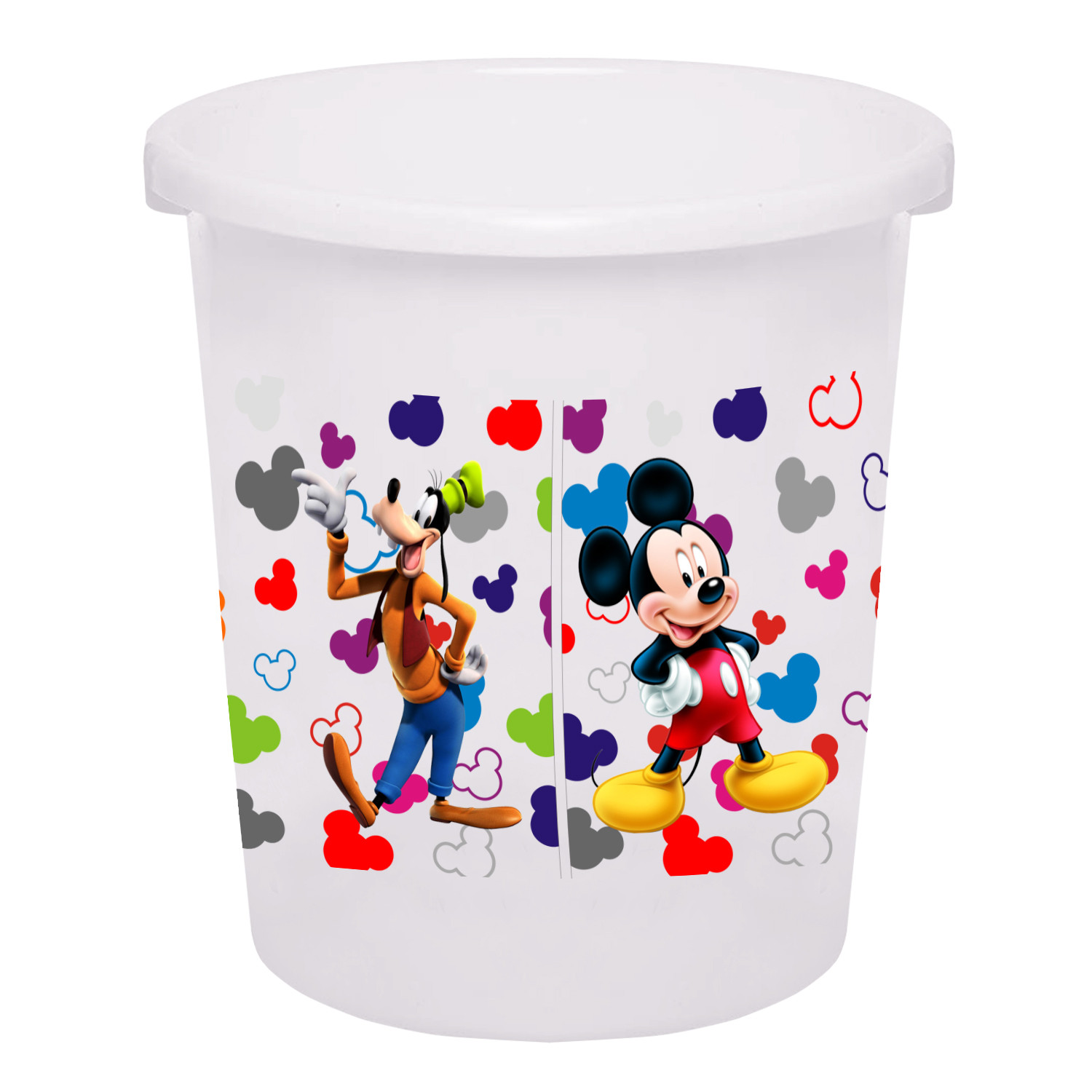 Kuber Industries Disney Team Mickey Print Plastic 2 Pieces Garbage Waste Dustbin/Recycling Bin for Home, Office, Factory, 5 Liters (Cream & White) -HS_35_KUBMART17357